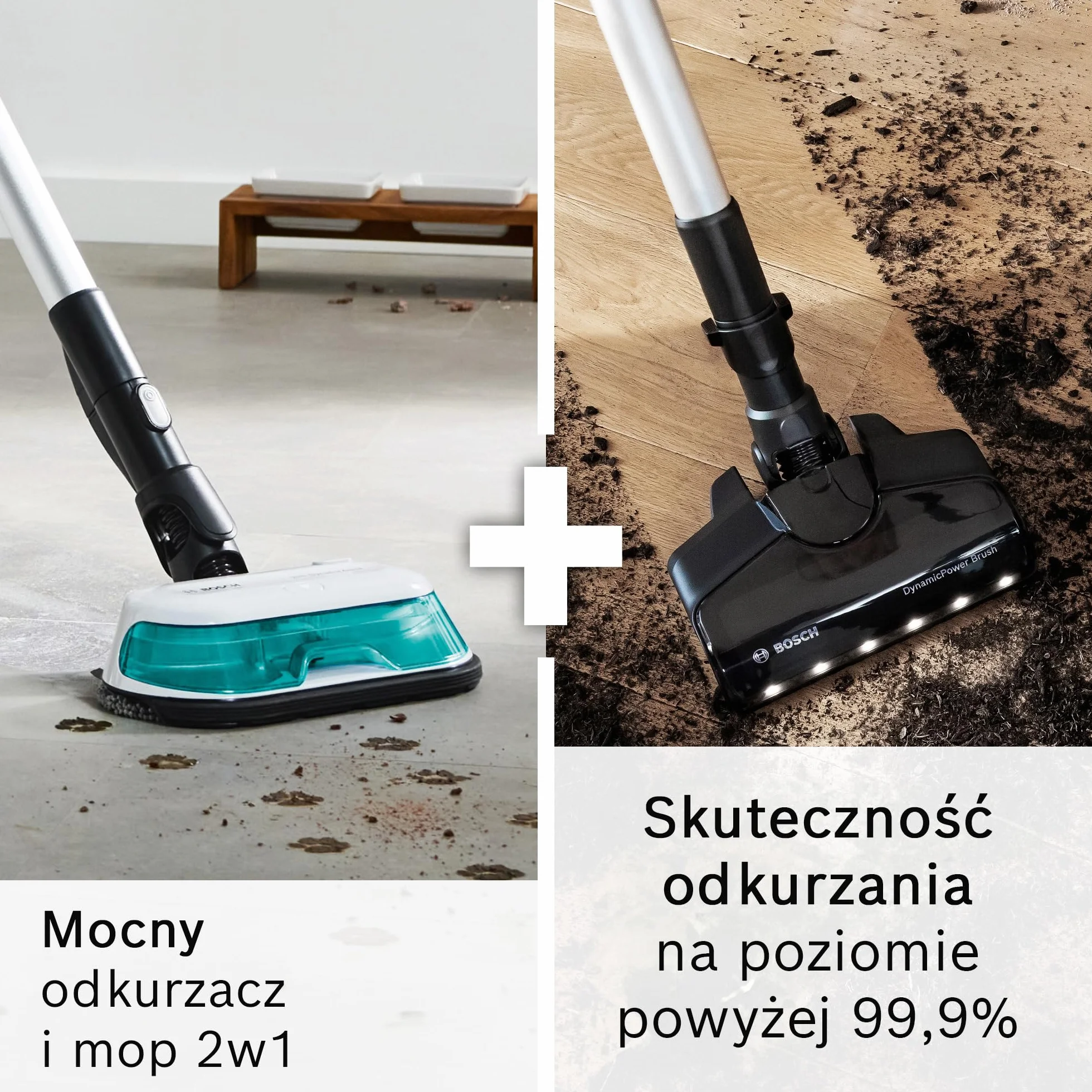 Bosch Unlimited 7 ProHygienic Aqua, Odkurzacz Bezprzewodowy 2w1 z Funkcją Mycia, DynamicAqua Mop, Elektroszczotka do Wszystkich Podłóg, Kolor Biały, BCS71HYG2