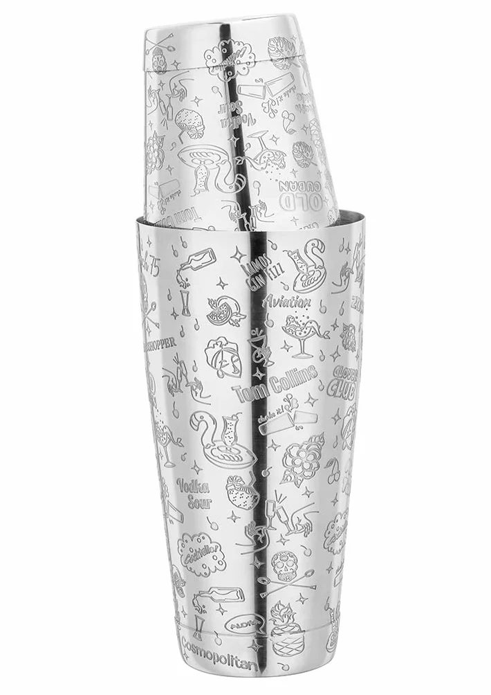Cocktail TIN on TIN Shaker stal szlachetna - 800 ml/500 ml z grawerunkiem