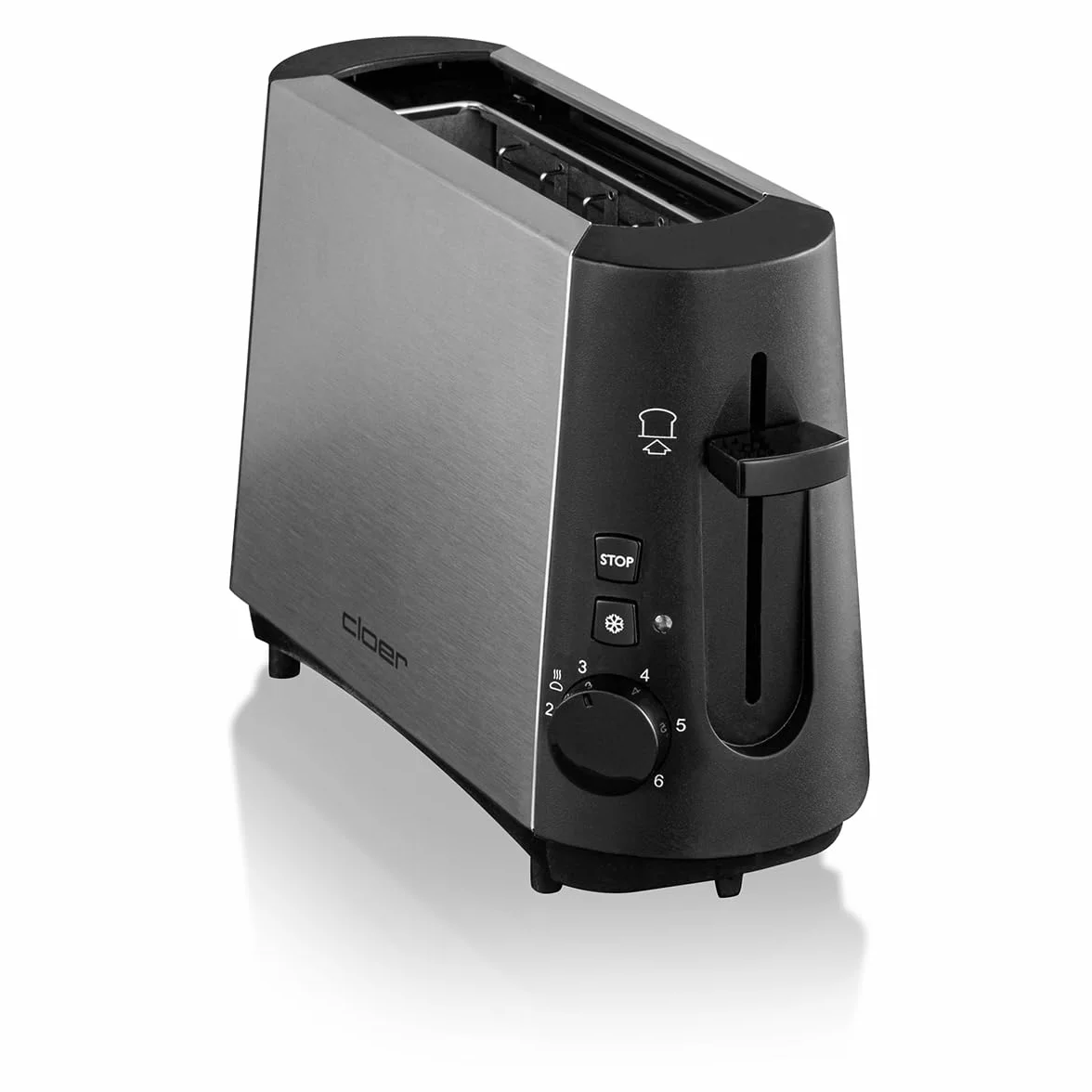 Cloer 3890 mini toster pojedynczy 600 W, szuflada na okruchy, matowa stal nierdzewna