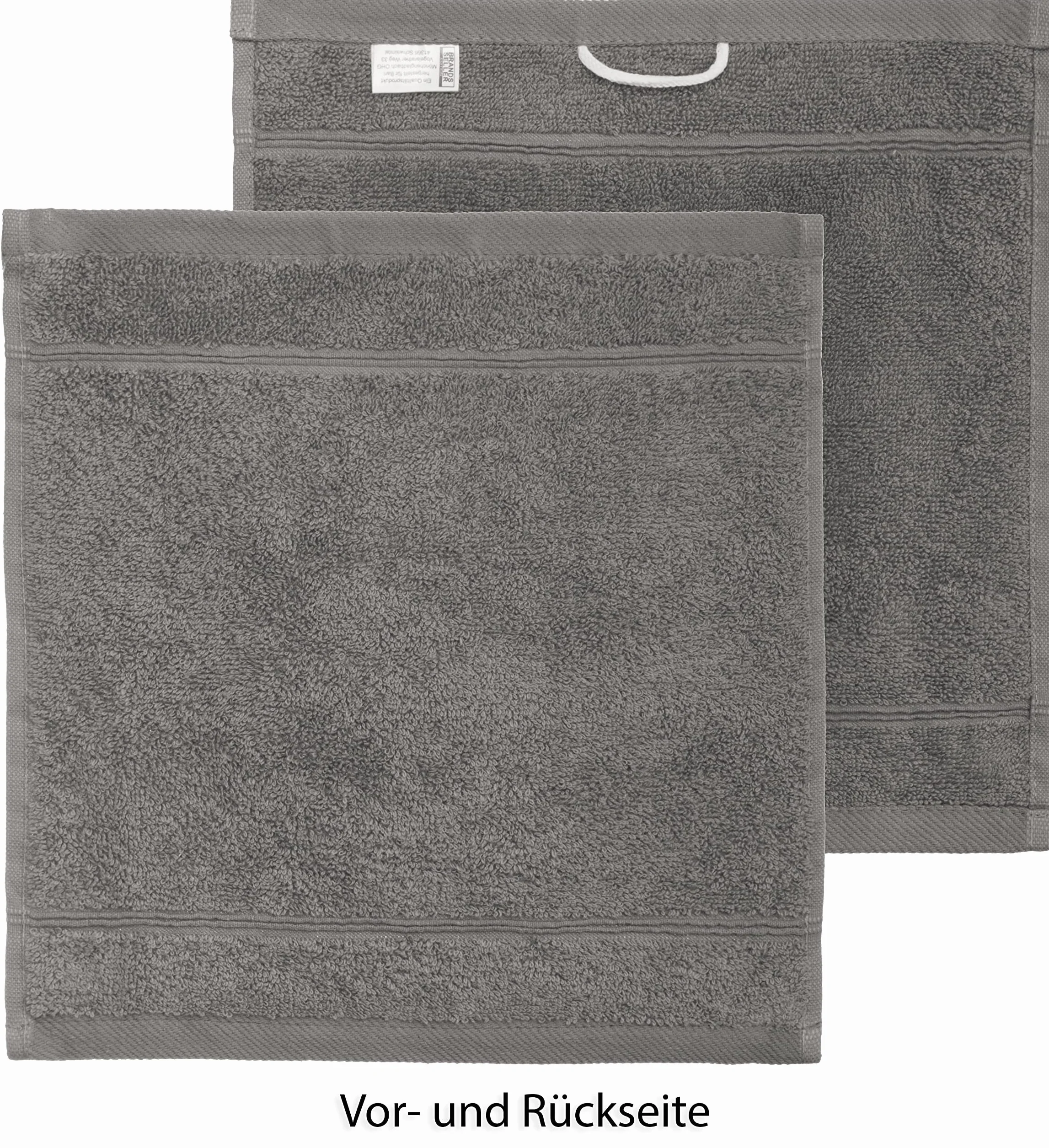Brandsseller 10-częściowy zestaw ręczników do mycia 30 x 30 cm, myjki frotte, ręczniczki do mydła, ręczniki dla gości z zawieszką, bawełna 470 g/m², do łazienki, gospodarstwa domowego - antracytowy