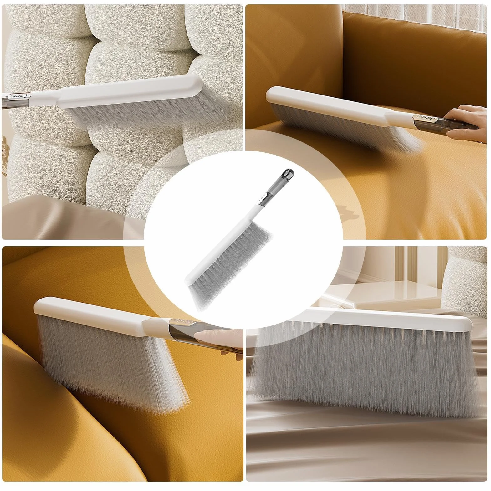 Bed Cleaning Brush, Soft Bristle Hand Broom Household Cleaner, 14.2x1.2x3.5 inches Compact Counter Duster Brush for Sofas, Bed Sheets, Carpets, Clothes and Car Interior