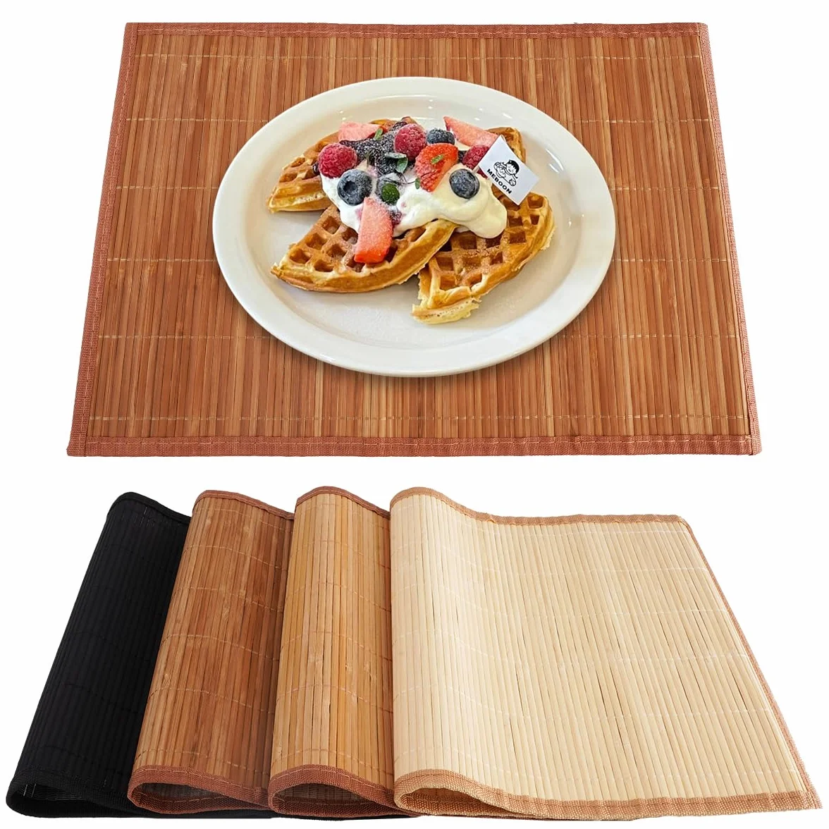 4 sztuki podkładek na stół z bambusa 45 × 30 cm, prostokątne podkładki na stół, odporne na plamy, bambusowe podkładki na stół 45×30, bambusowe podkładki stołowe do jadalni, trwałe i wytrzymałe