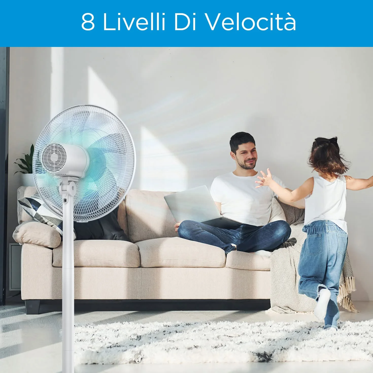 Midea FS40-18BR wentylator stojący 3 w 1, 8 prędkości, timer palma 40 cm, tworzywo sztuczne