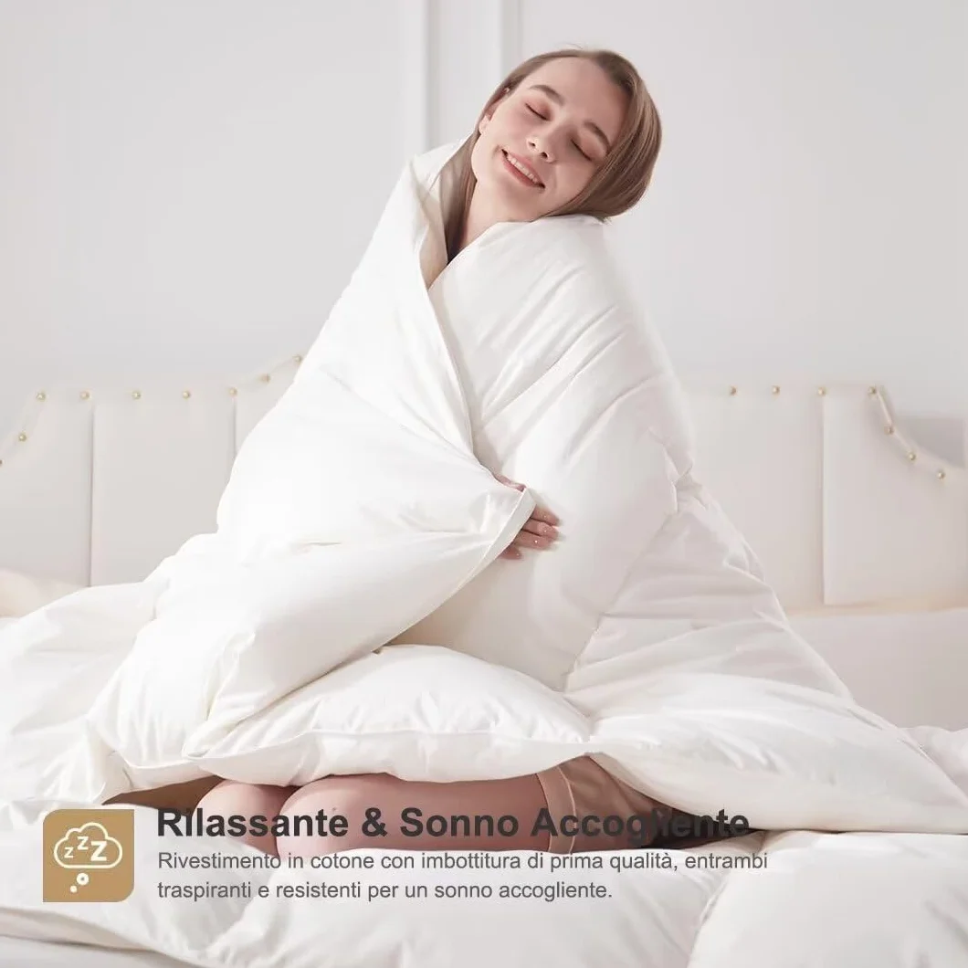 Kołdra letnia 200 x 200 cm wypełnienie puchowe 180 g/m2 100% bawełna organiczna Oeko-Tex RDS biała