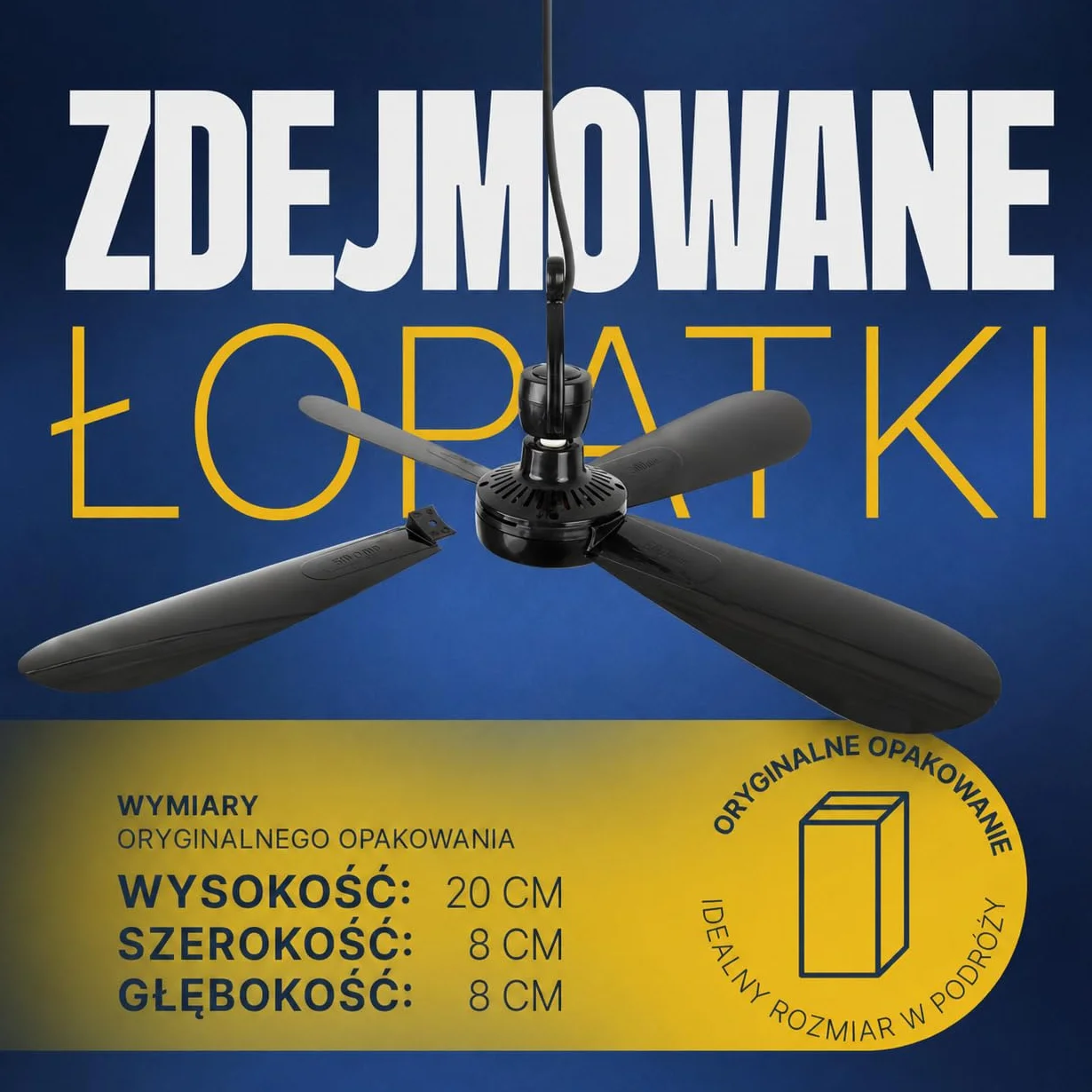 Przenośny wentylator sufitowy z wtyczką i przełącznikiem, 220 V-240 V/5 W, Ø 40 cm, mobilny wentylator z zawieszką, energooszczędny, czarny