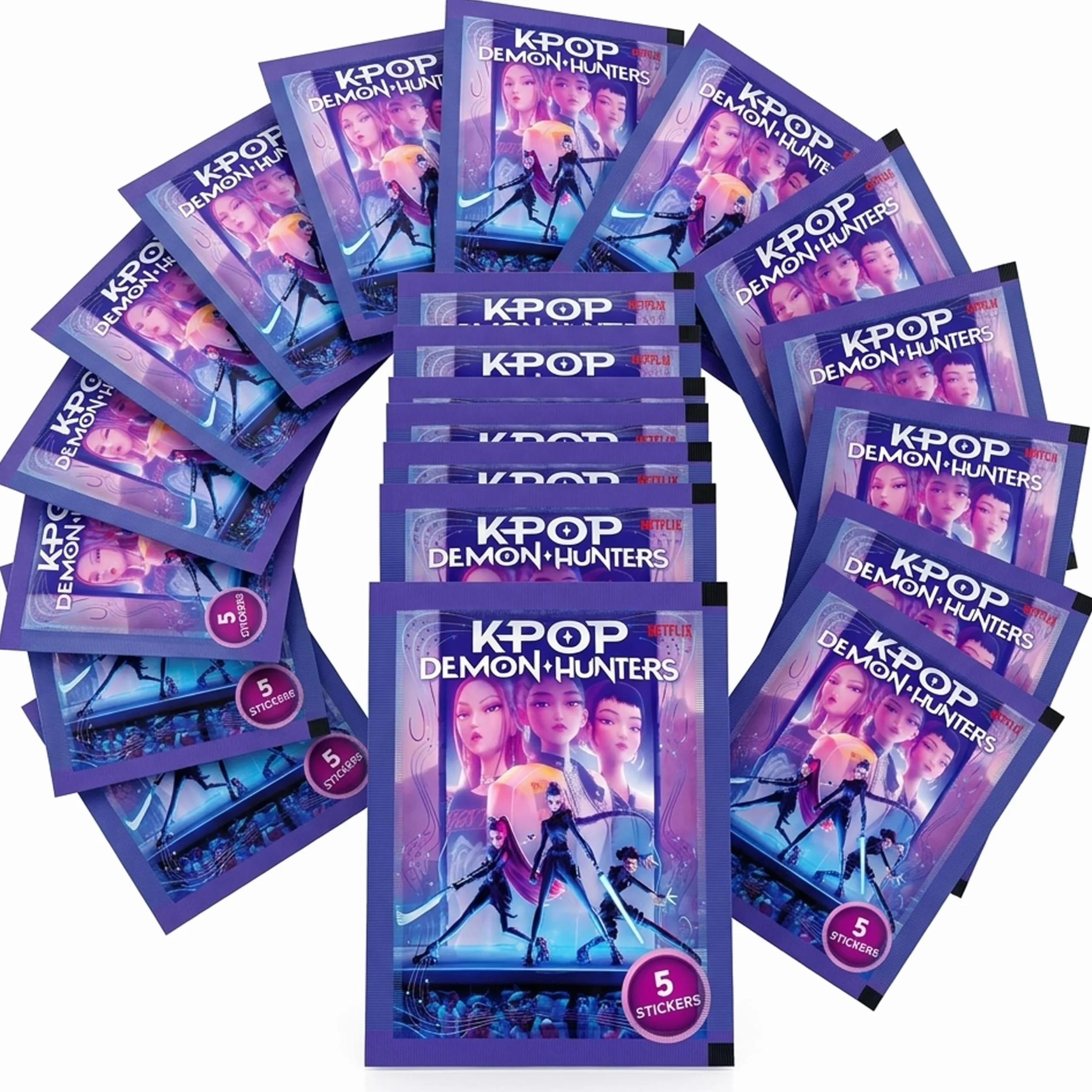 KPop Demon Hunters 20 opakowań figurek, 100 oficjalnych naklejek