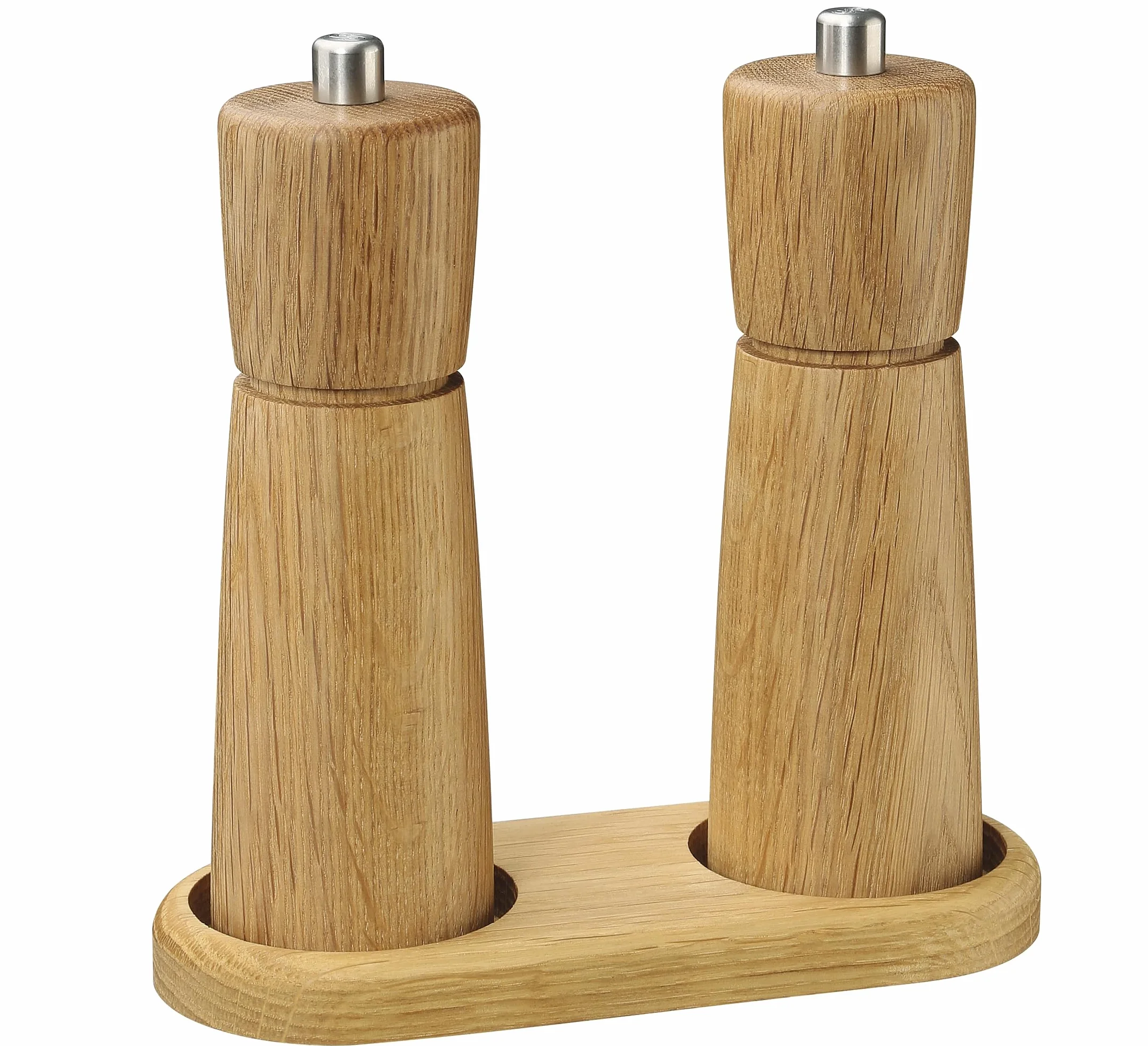 Zassenhaus Podstawka pod młynki z drewna dębowego na 2 młynki | pasuje do młynków o średnicy do 6 cm | 17 x 8 x 1,5 cm