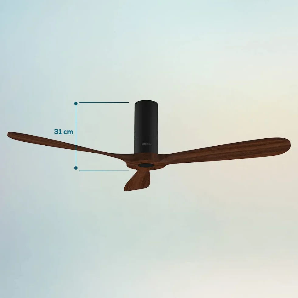 Cecotec Wentylator sufitowy z pilotem i Wifi EnergySilence Aero 5500 Black Aqua Connected. 40 W, Średnica 52", 3 łopatki, Ochrona IP44, Tryb zimowo-letni, Timer
