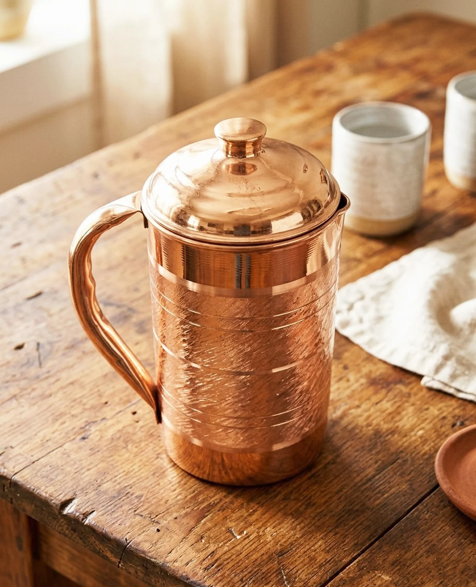 Dzbanek Na Wodę Z Czystej Miedzi Z Pokrywką 1500 Ml/50,7 Uncji Dzbanek Na Wodę Silver Touch Do Picia