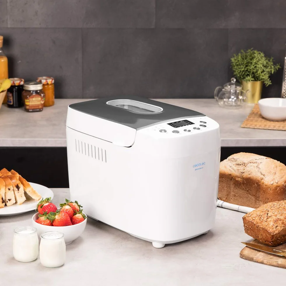 Cecotec Wypiekacz do chleba Bread&Co 1500 PerfectCook. 850 W, 1,5 Kg, 15 programów, 15 programowalnych godzin, 2 elementy grzewcze, misa odporna na mycie w zmywarce, książeczka z przepisami, Bread&Co 1500 PerfectCook.