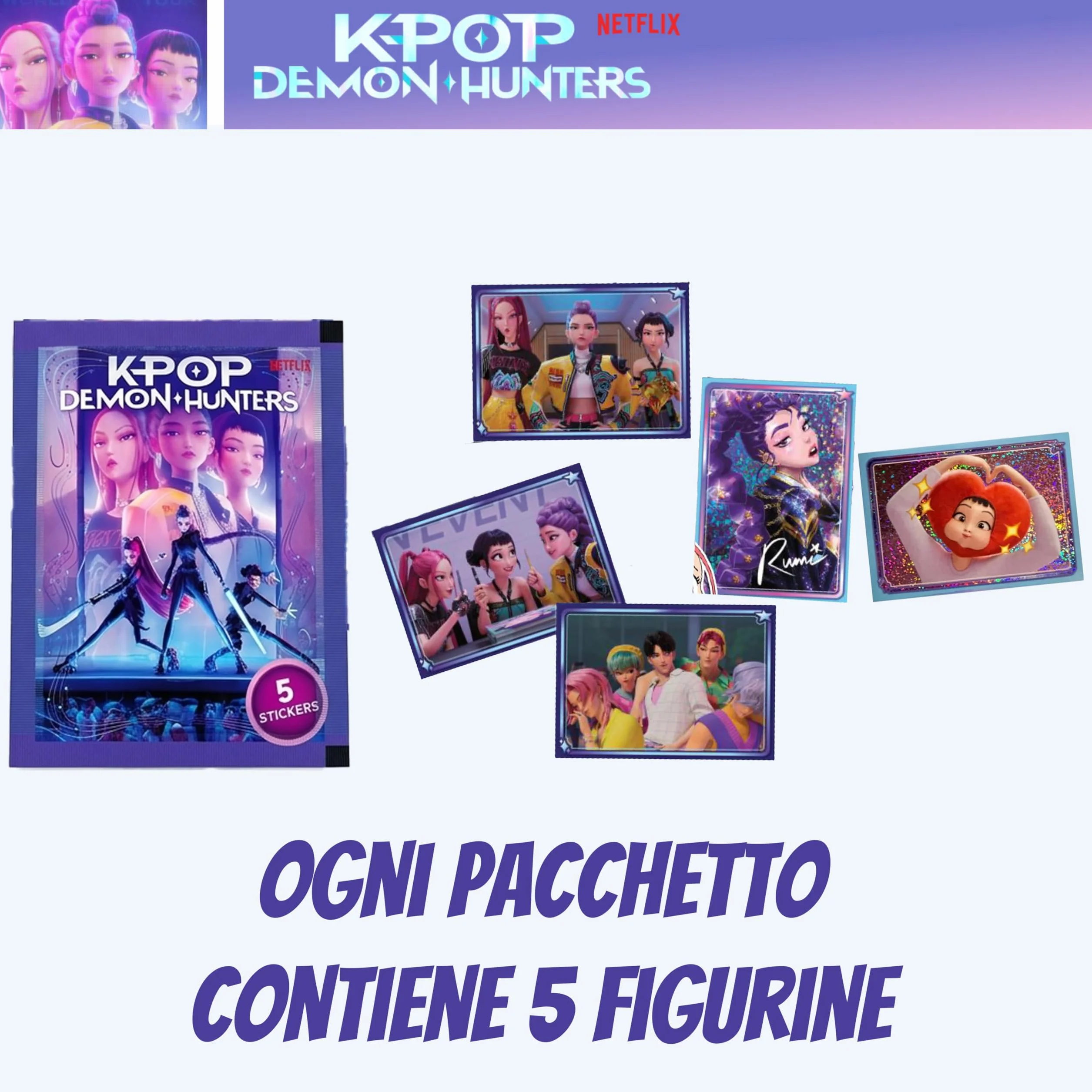 KPop Demon Hunters 20 opakowań figurek, 100 oficjalnych naklejek