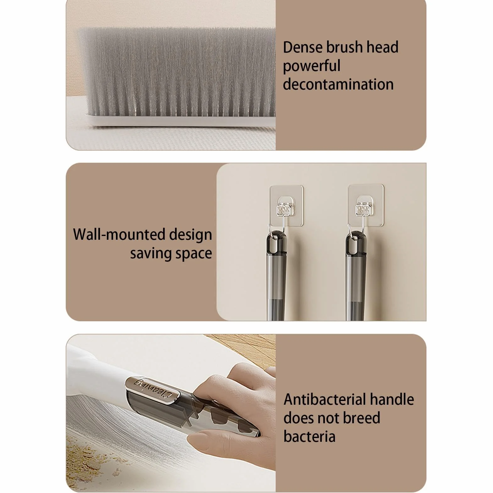 Bed Cleaning Brush, Soft Bristle Hand Broom Household Cleaner, 14.2x1.2x3.5 inches Compact Counter Duster Brush for Sofas, Bed Sheets, Carpets, Clothes and Car Interior