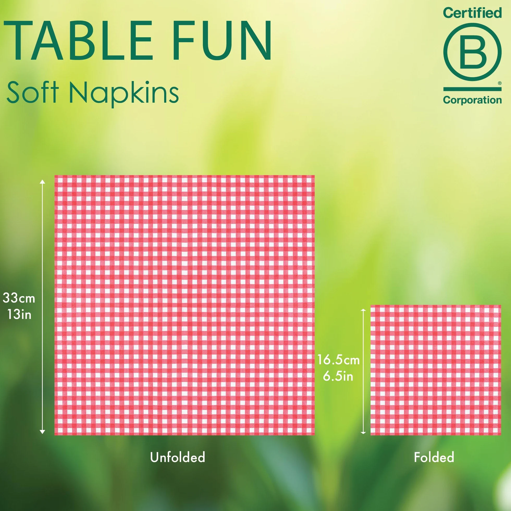 Talking Tables 100 sztuk miękkich papierowych serwetek w czerwoną kratkę na urodziny, wesele, Boże Narodzenie, catering, naczynia, jednorazowe, nadające się do recyklingu, wyprodukowane w UE,
