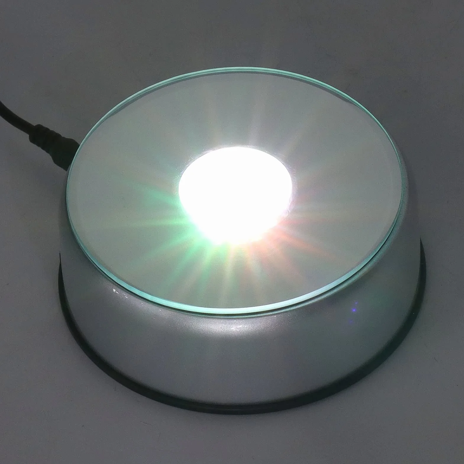 Obrotowa Podstawka LED Lampka Kolorowy Kryształowy Wyświetlacz, Obrotowa Podstawka Obrotowe Diody LED O 360° 80 Sekund Na Okrążenie Podstawa Wyświetlacza LED LED Do ładowania Przez USB Na Kubki Kryszt