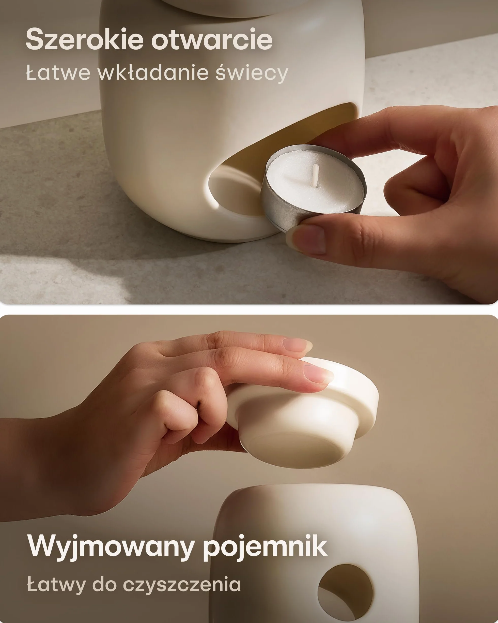Praknu Ceramiczny Kominek na Podgrzewacz 75 ml – Delikatne Odparowywanie Olejków Eterycznych i Wosków Zapachowych – Długotrwały Zapach – Biały