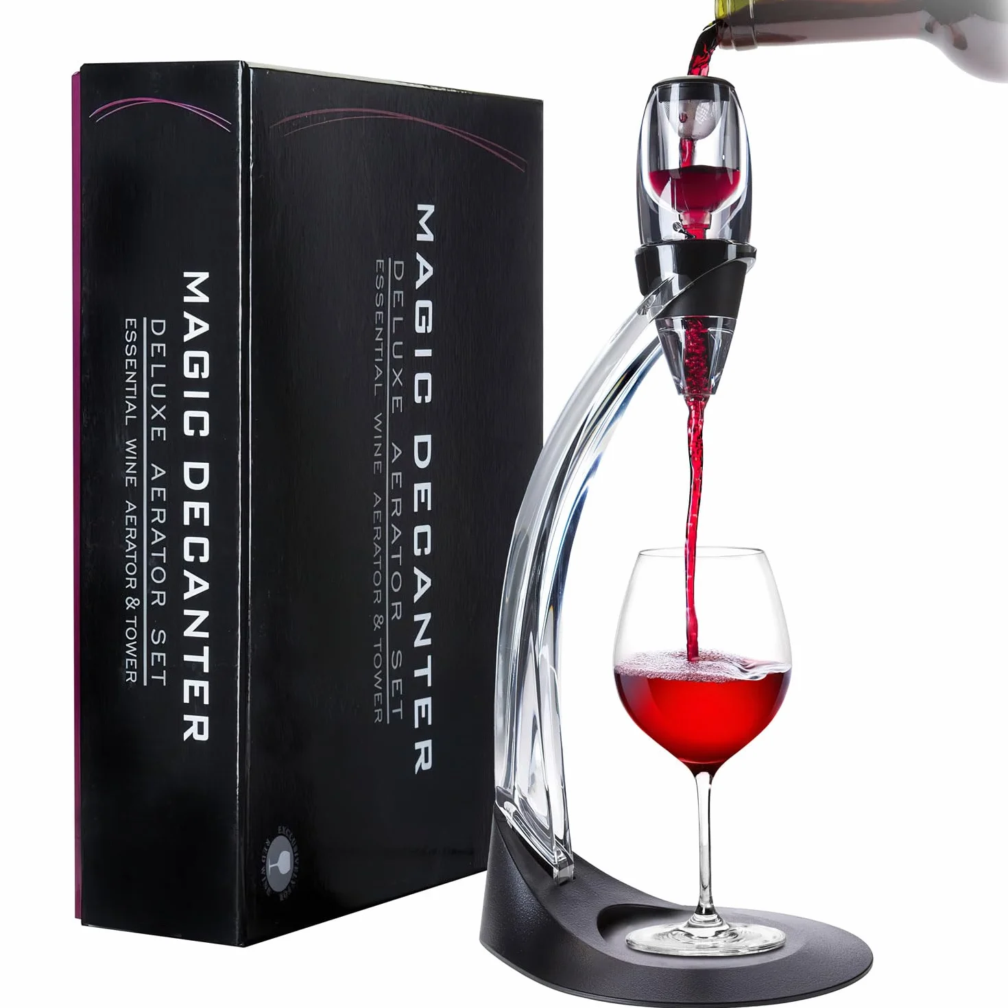 Napowietrzacz do wina, dekanter do wina, dekanter do wina, deluxe, z podstawką; Magic Decanter