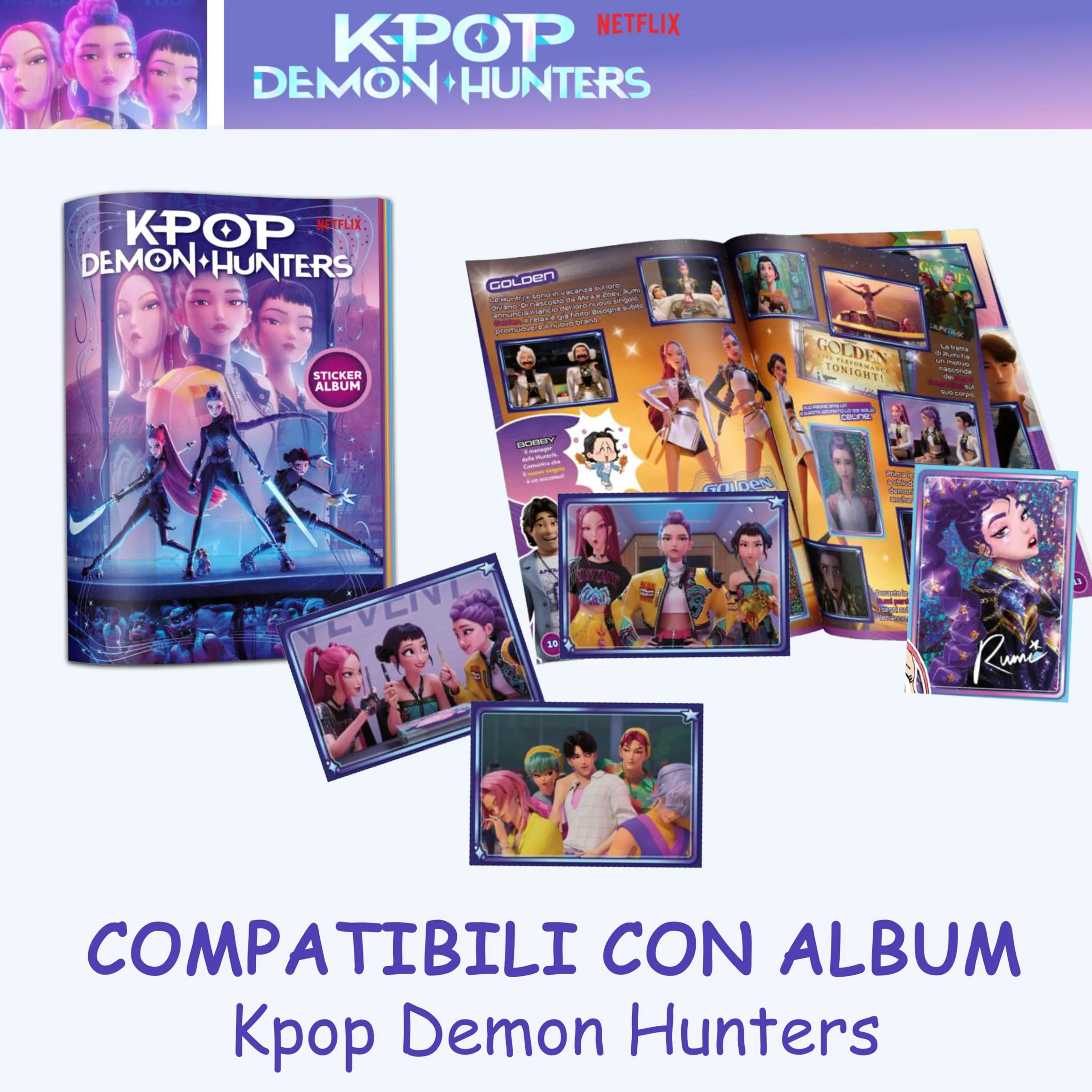KPop Demon Hunters 20 opakowań figurek, 100 oficjalnych naklejek