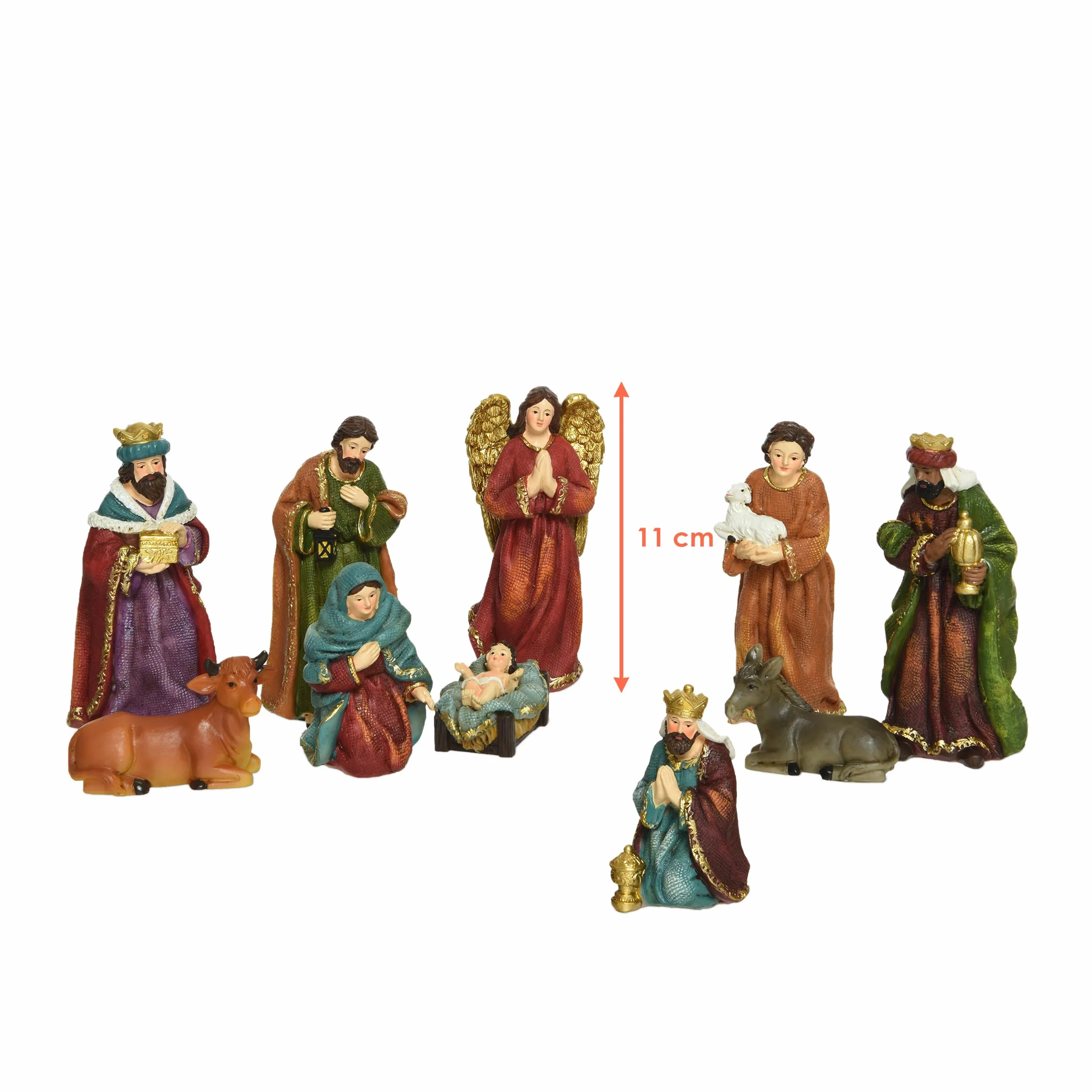 Spetebo Ręcznie malowane figurki bożonarodzeniowe do szopki - 10 sztuk / 11 cm - Dekoracja stołowa do szopki - Akcesoria do szopki