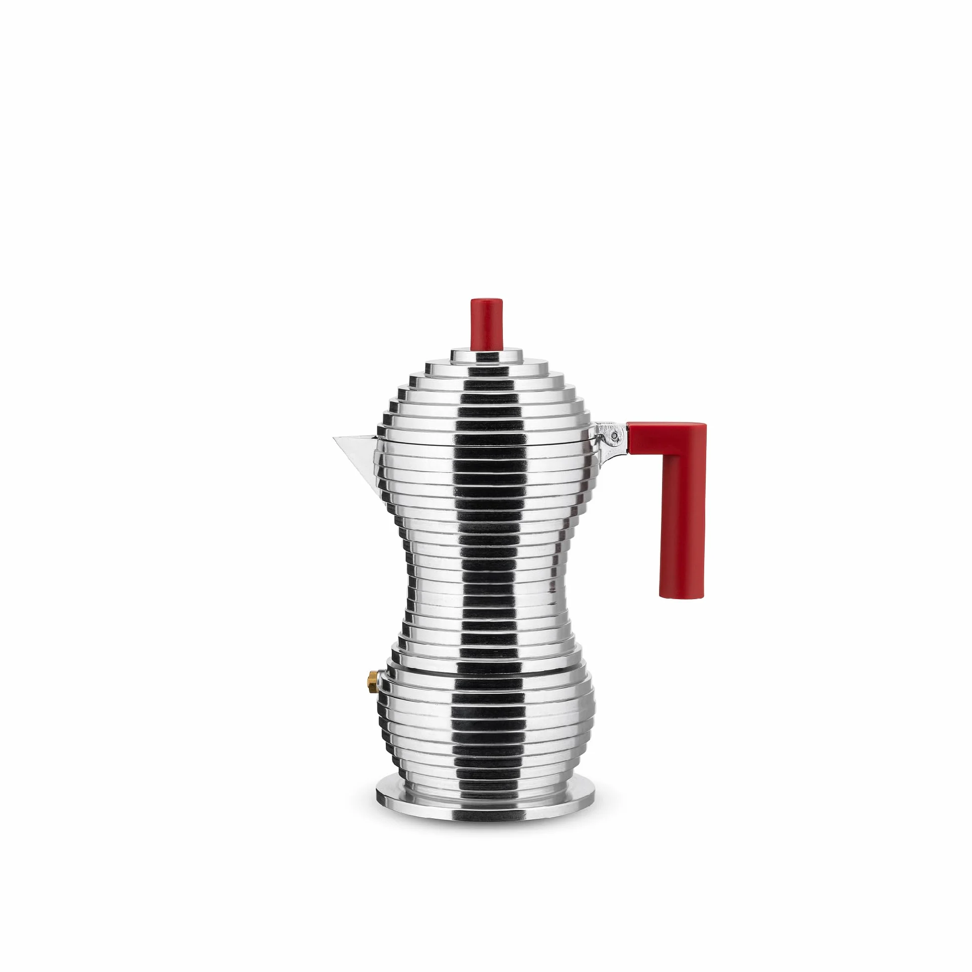 Alessi Pulcina Ekspres do kawy espresso z odlewu aluminium. Uchwyt i gałka w PA, czerwony, 3 filiżanki