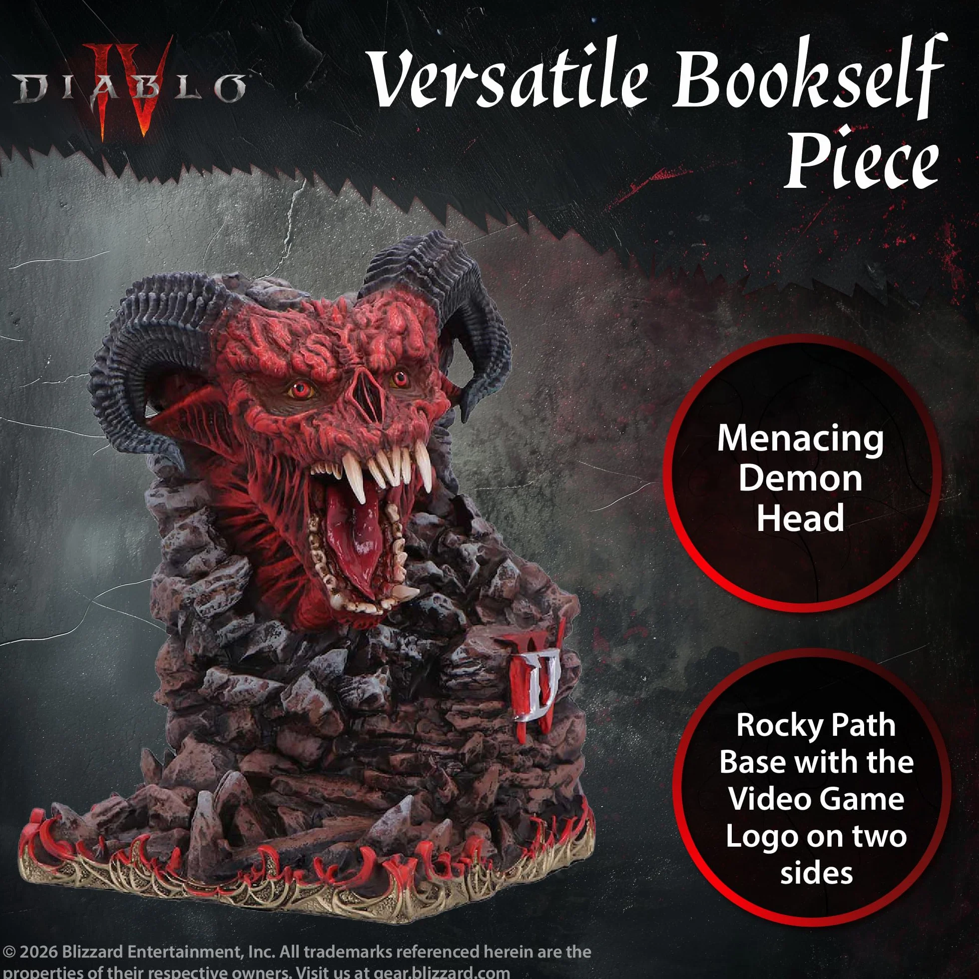 Nemesis Now Diablo IV Minion of Hell podpórka do książek, 18,3 cm, oficjalna licencjonowana podpórka na książki, dekoracja biurowa i dekoracja półki z kultowym logo, do dekoracji gier
