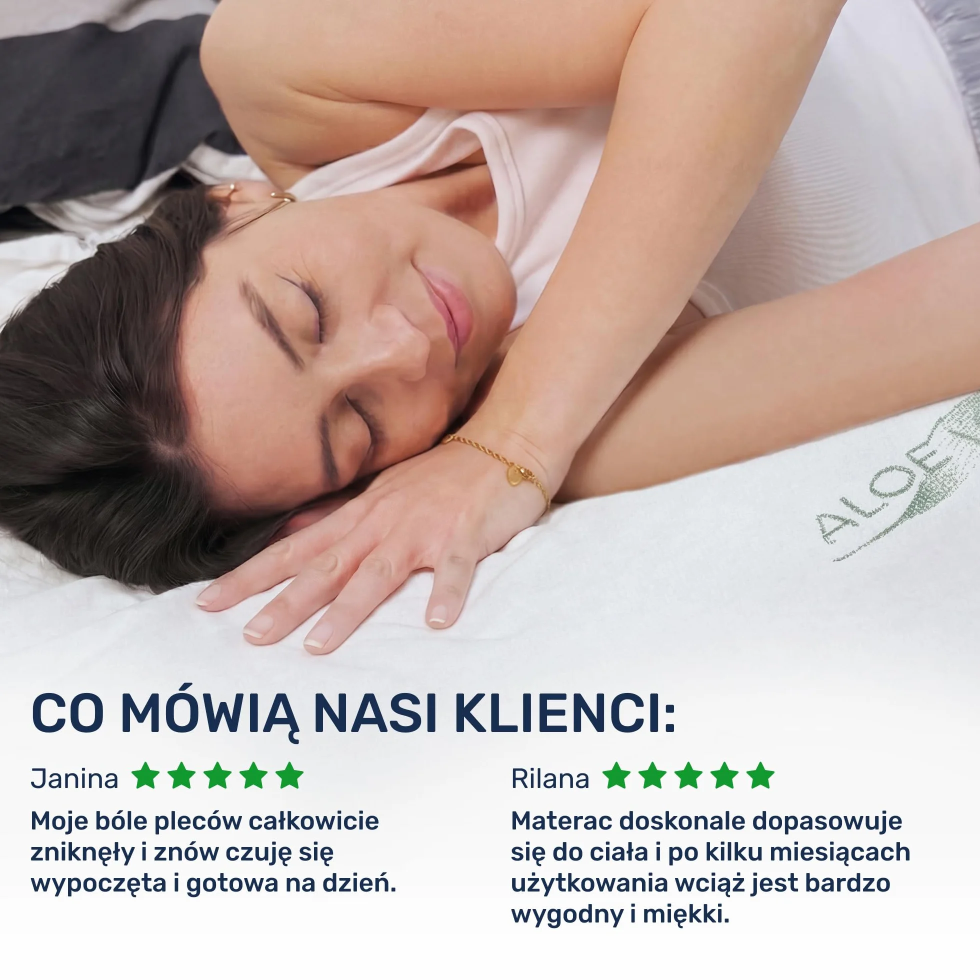 Materac nawierzchniowy wiskoelastyczny Dailydream „Model M” z efektem pianki zapamiętującej kształt, 90x200x5cm, Edition “Aloe Vera”