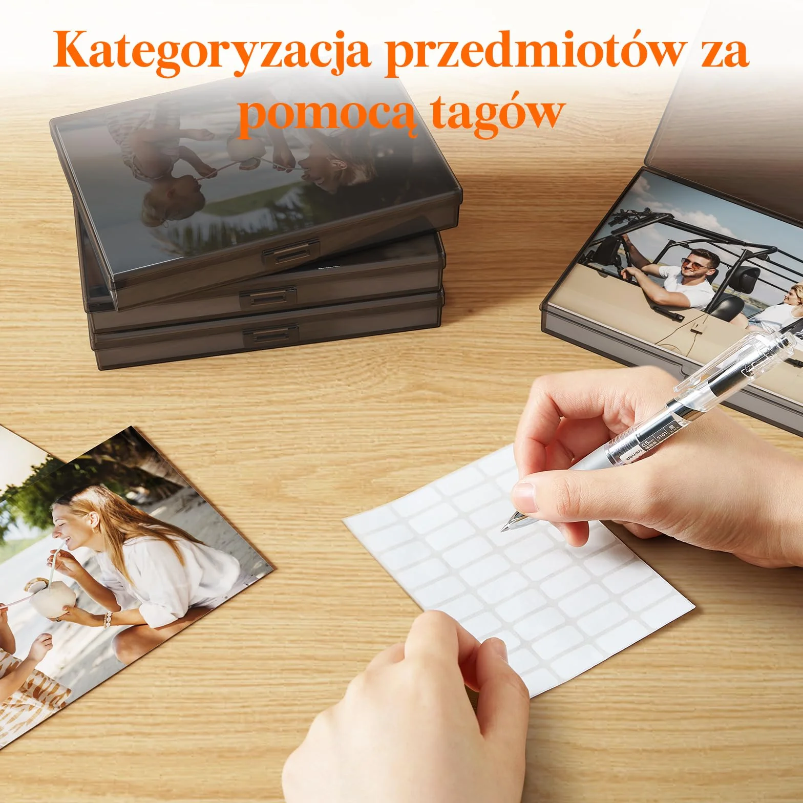 Lifewit Pojemnik do Przechowywania Zdjęć 10 x 15 cm Pojemnik na Zdjęcia, 18 Wewnętrznych Miejsc na zdjęcia, Czarny Pudełka na Przechowywanie, Plastikowy Organizer z Naklejką Etykiety 1-arkuszowej