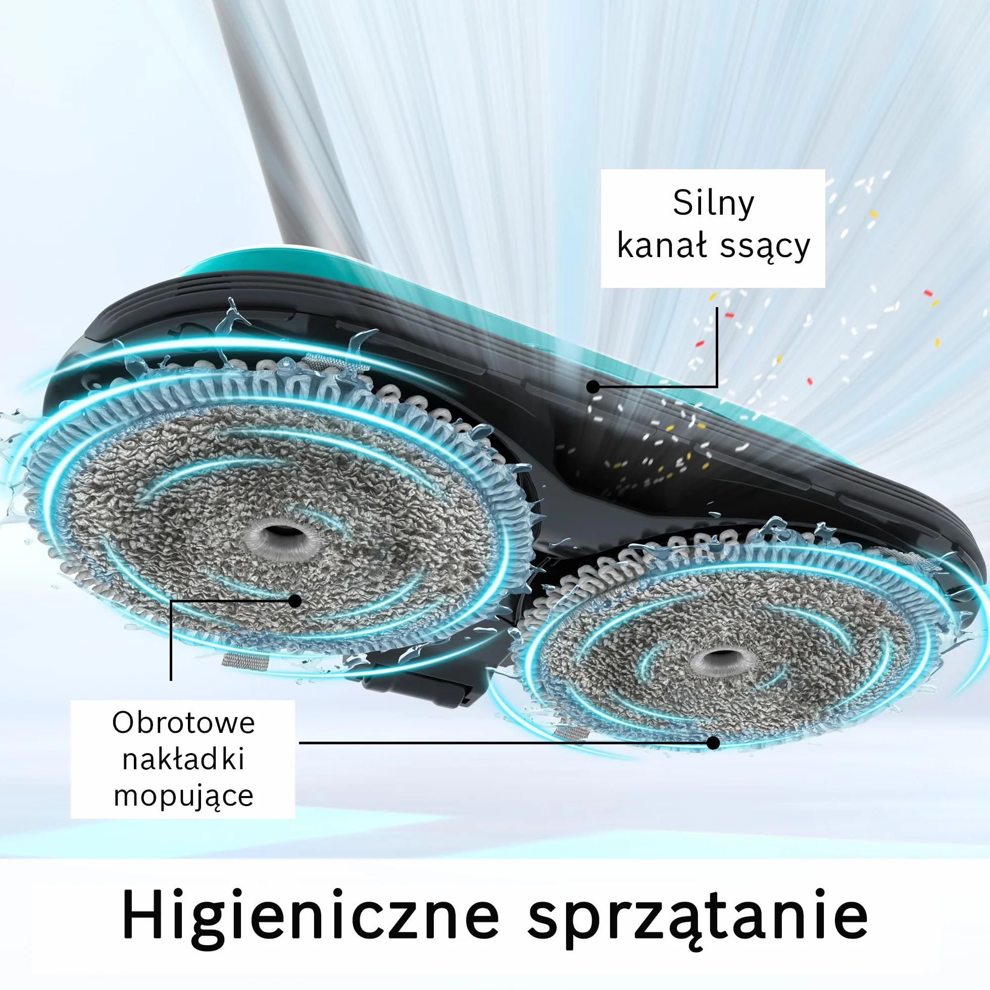 Bosch Unlimited 7 ProHygienic Aqua, Odkurzacz Bezprzewodowy 2w1 z Funkcją Mycia, DynamicAqua Mop, Elektroszczotka do Wszystkich Podłóg, Kolor Biały, BCS71HYG2