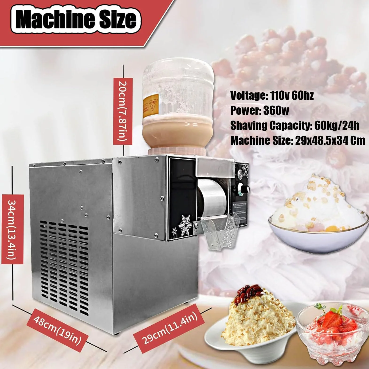 120kg/24h Mini Snow Ice Maker Shaver Machine Europe Snowflake Ice Machine Korea Bingsu Machine Snowflake Ice Shaving Machine,Mechanical-180KG