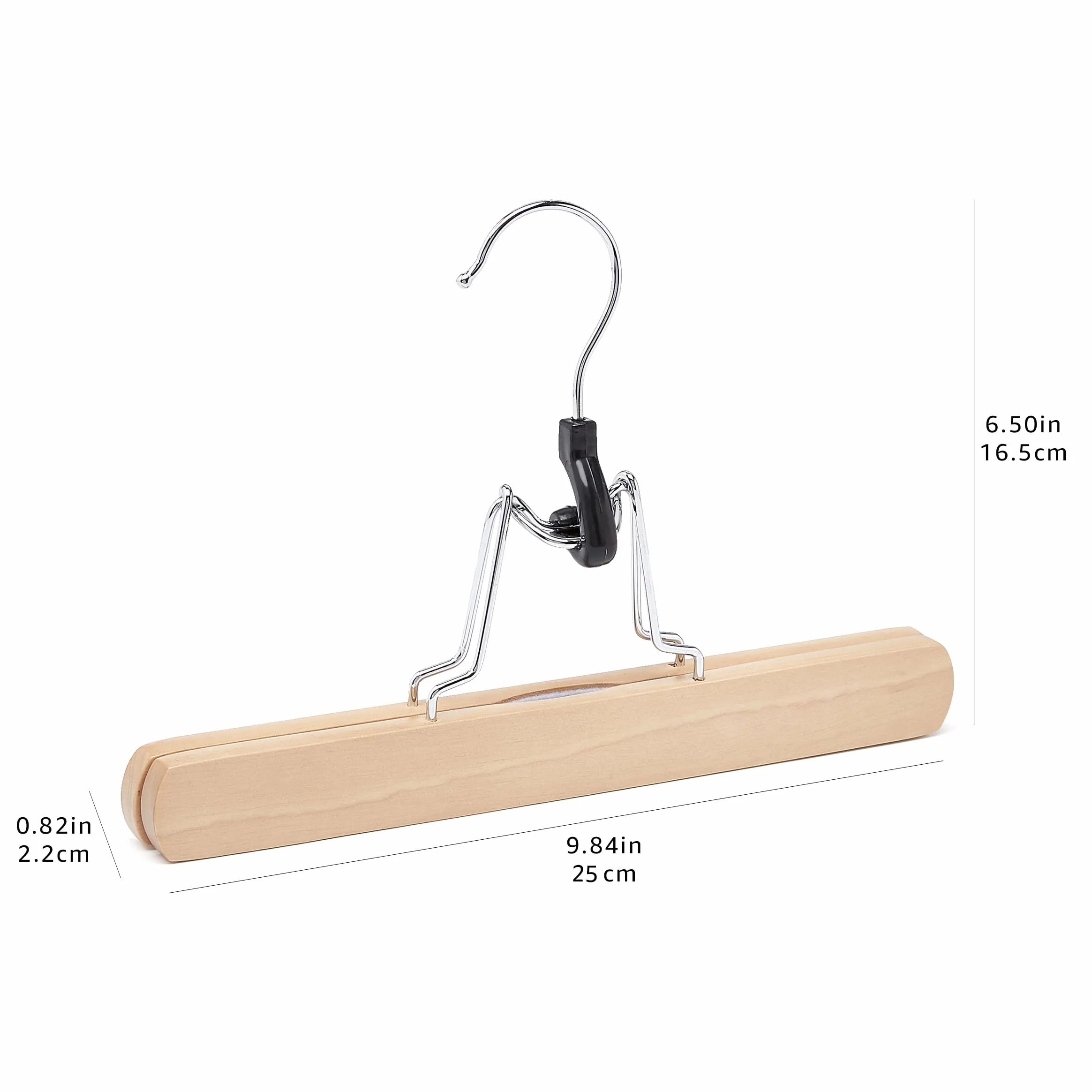 Amazon Basics Drewniane wieszaki na spodnie, 25 cm, kolor naturalny, opakowanie 10 sztuk