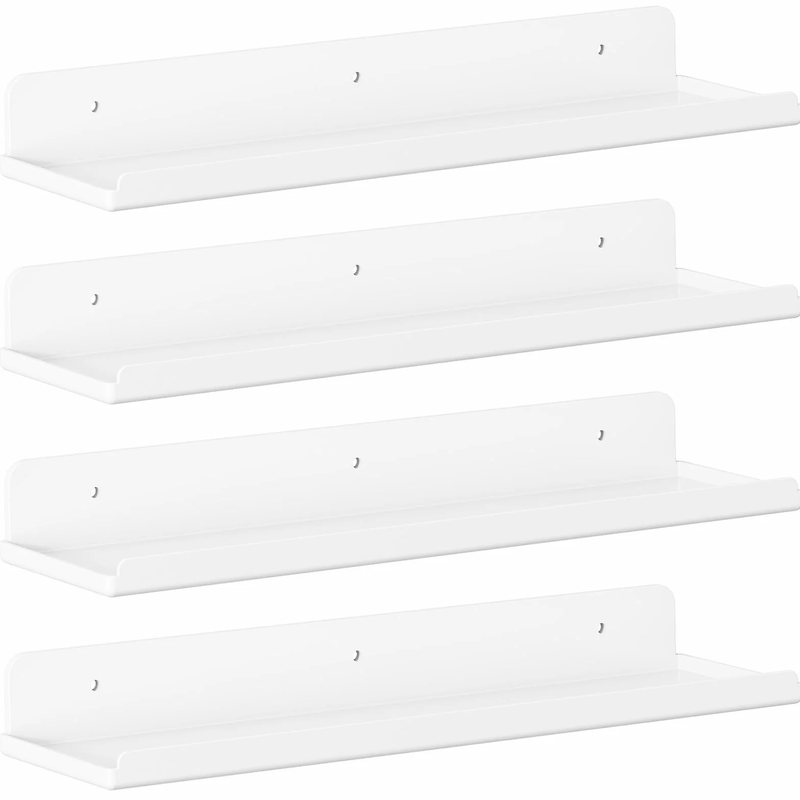 Wiszące półki Lifewit na ścianę, 4 opakowania białych półek 15'' wystrój pokoju na regał/płyty winylowe/zdjęcia/obraz w sypialni, salonie, łazience, kuchni do przechowywania i organizacji