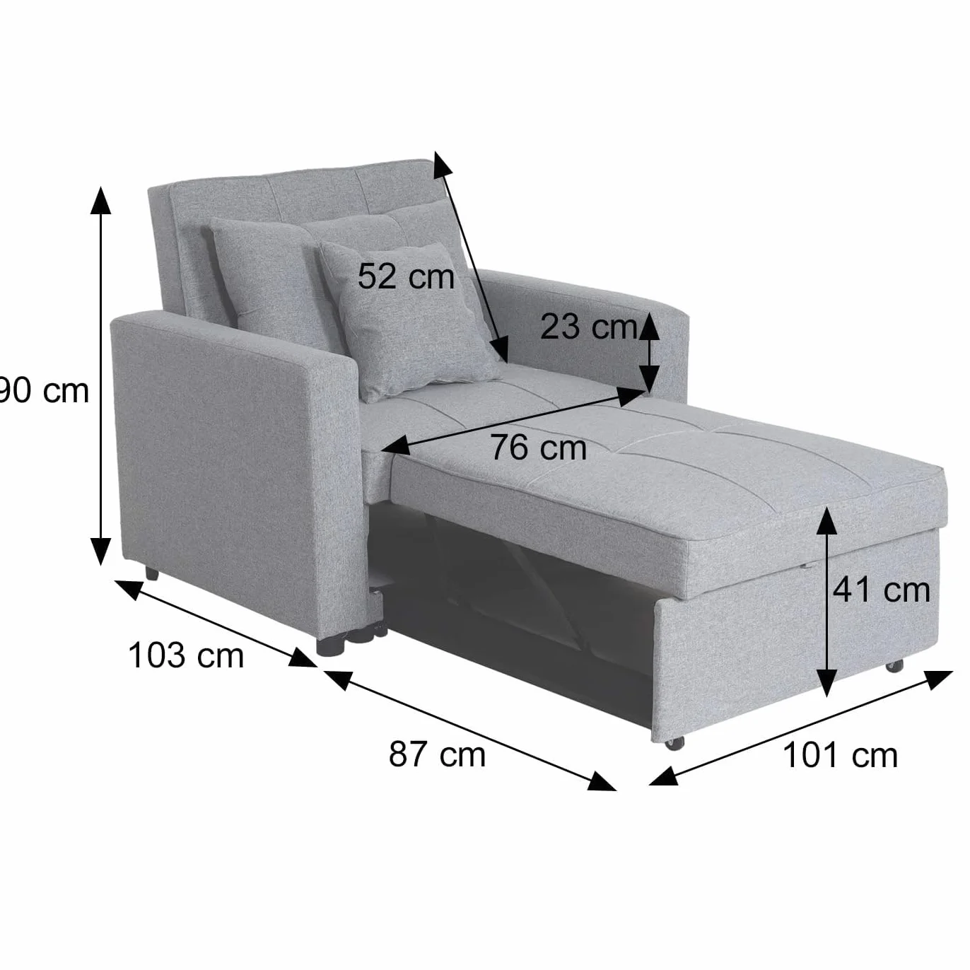 Mendler Fotel do spania HWC-L90, składany fotel z funkcją spania, łóżko dla gości, fotel relaksacyjny, powierzchnia do leżenia 197 x 103 cm, materiał/tkanina - taupe