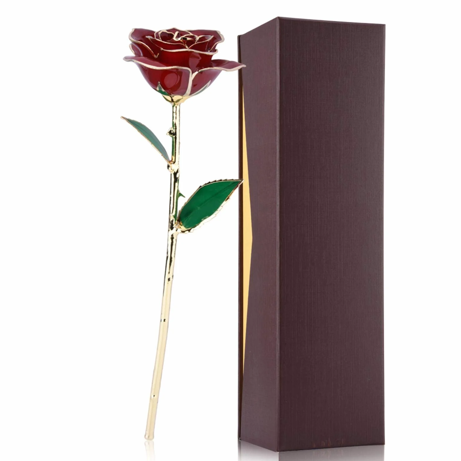 Zachowana prawdziwa róża złota folia Rose Love Forever długa łodyga 24k złota folia wykończenia czerwona róża kwiat najlepszy prezent na walentynki