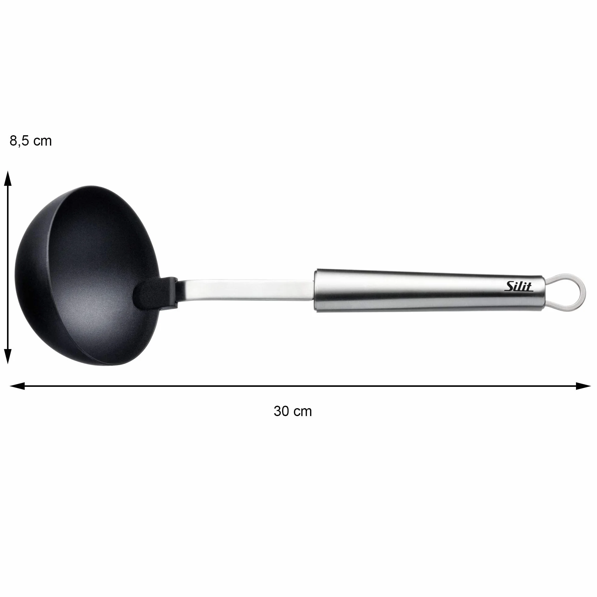 Silit Classic Line chochla do zupy 30 cm, chochla do sosów/chochli z tworzywa sztucznego, polerowana stal nierdzewna, odporna na wysokie temperatury, idealna do garnków powlekanych