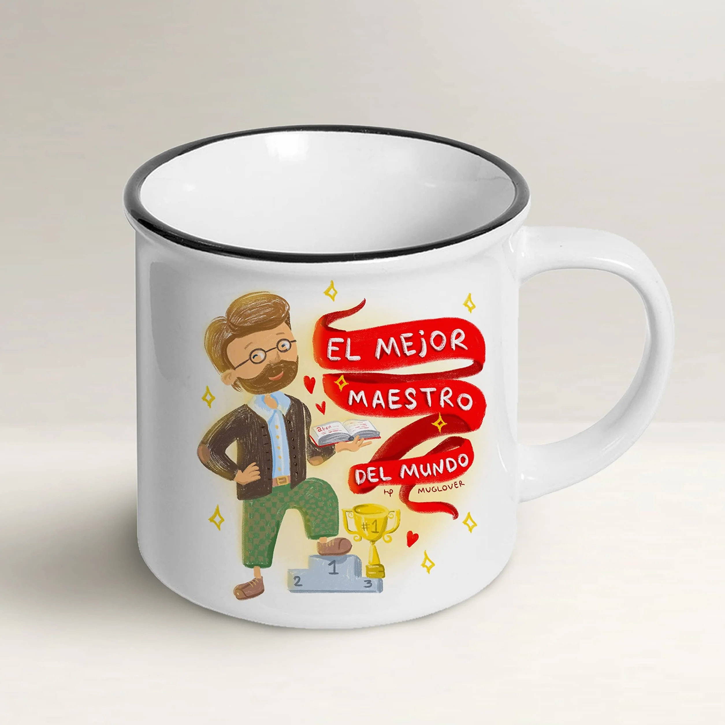 Miłośnik kubek - El Mejor Maestro del Mundo (ESPAÑOL) - Pomysł na prezent taza, tarjeta de felicitación z sobre y bolsita de organza
