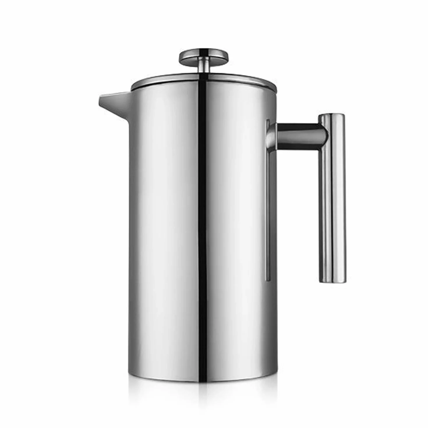 Zaparzacz do kawy French Press 1,5 litra zaparzacz do kawy ze stali nierdzewnej, podwójne ścianki, izolowany, French Press Caffettiera, dzbanek do kawy z 2 dodatkowymi sitkami, srebrny 1500