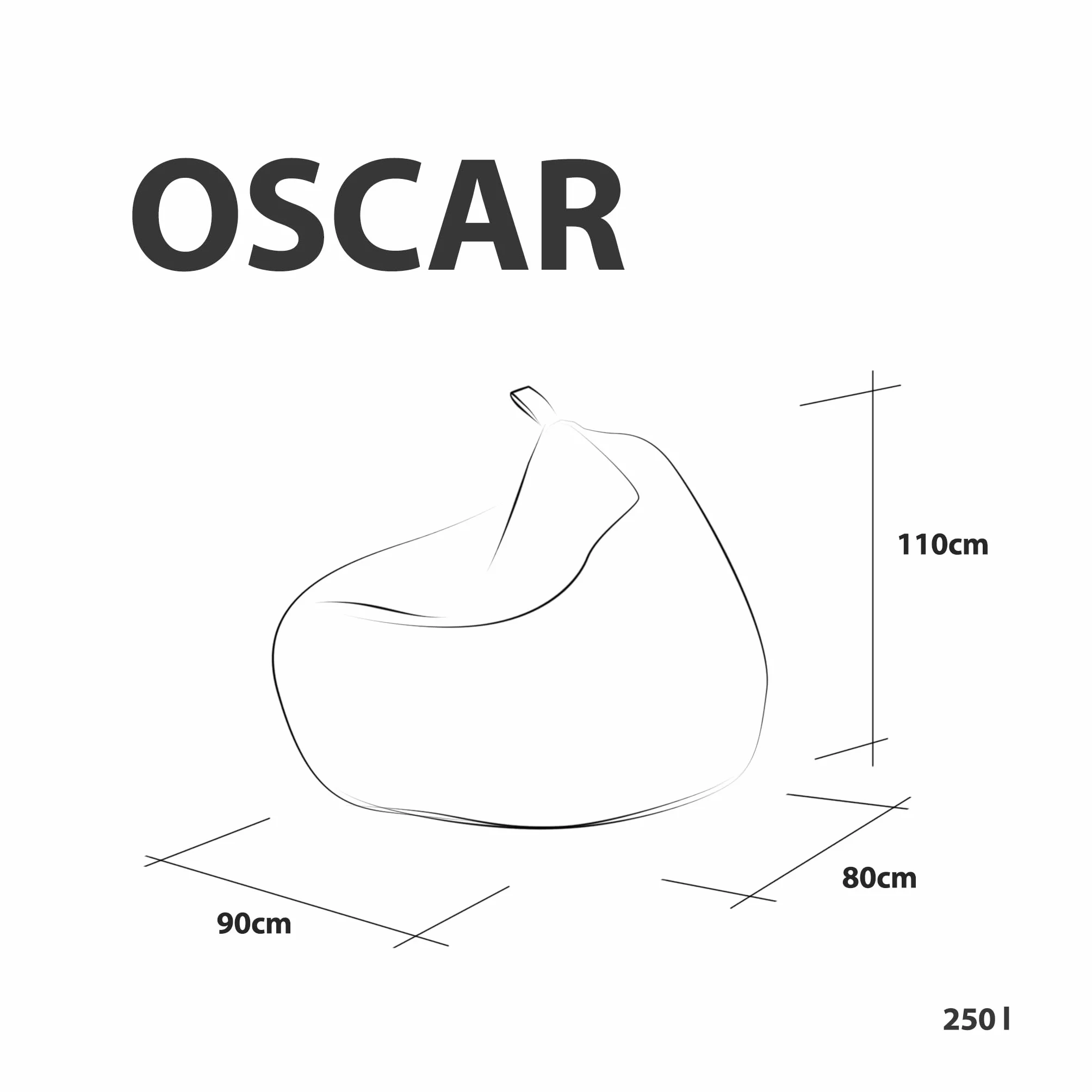 Ecopuf Oscar Outdoor - Pufa Worek, Sako, Miękki Fotel z Wypełnieniem - dla Dzieci i Dorosłych - do Domu i na Zewnątrz - z Mocnego Poliestru, z Uchwytem, Wodoodporny - 90x110cm - M1