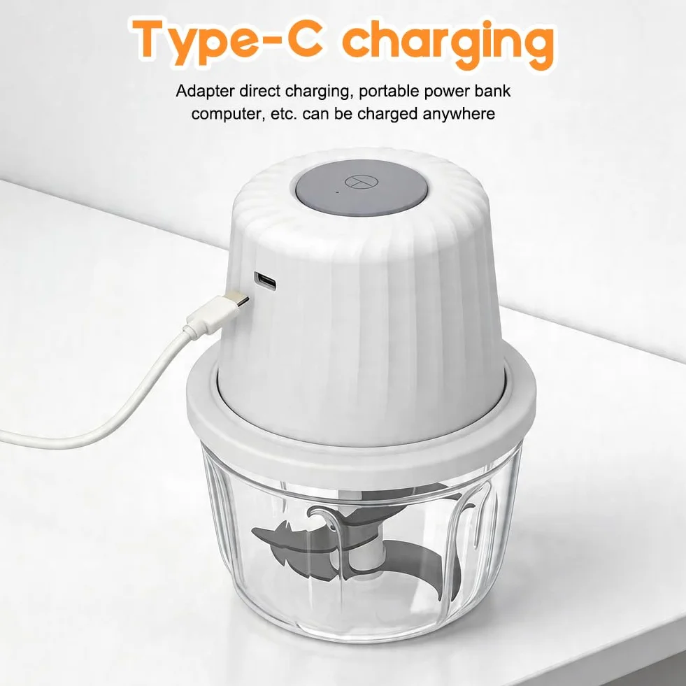 CEWROM Elektryczna rozdrabniarka do cebuli 100+250+350 ml, szatkownica kuchenna USB