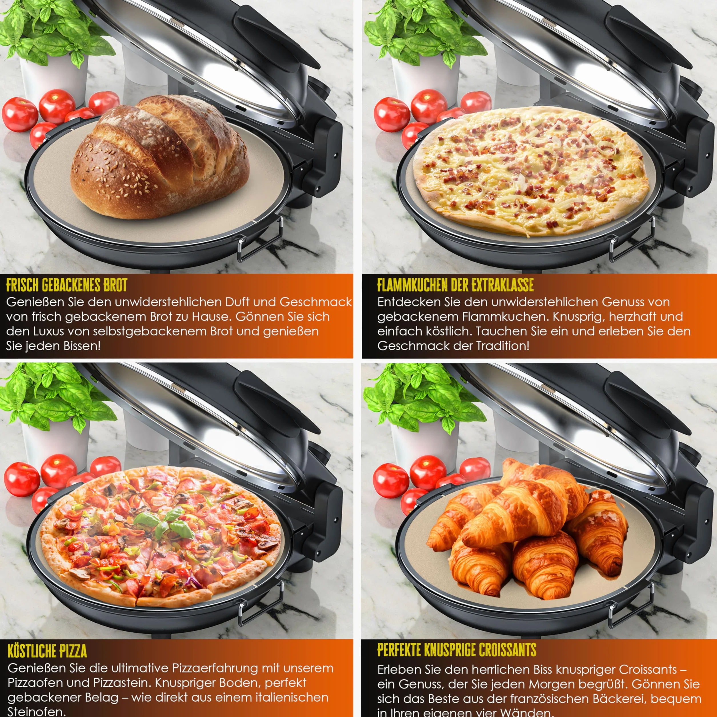KESSER Elektryczny piec do pizzy 1200W 32cm 5 poziomów grzania z płytą kamienną