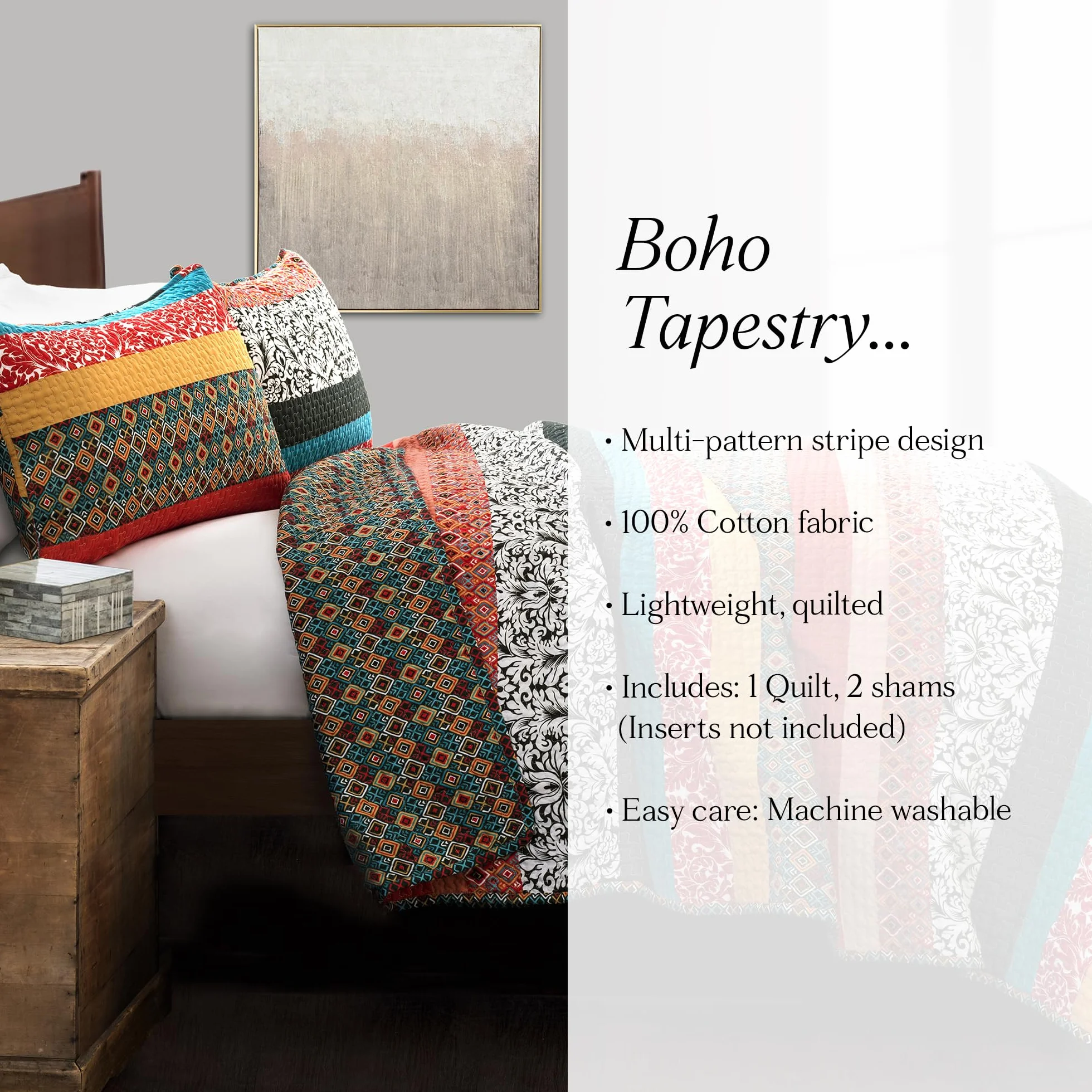 Lush Decor Zestaw pościeli boho bawełna turkus mandarynka 3-częściowy