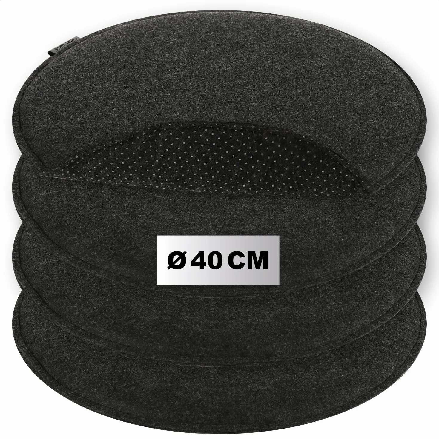 COM-FOUR® 4x poduszki do siedzenia wykonane z filcu - wyscielane poduszki na krzesla - okragla podkladka do siedzenia do jadalni, ogrodu, balkonu - antyposlizgowy spód z antyposlizgiem