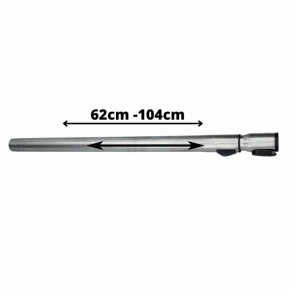 Purepower Teleskopowa Rura Pasująca do Odkurzacza Miele | Stalowa, Ø34 mm, Click System | Kompatybilna z Wszystkimi Odkurzaczami Miele, Rura Ssąca Teleskopowa, Srebro