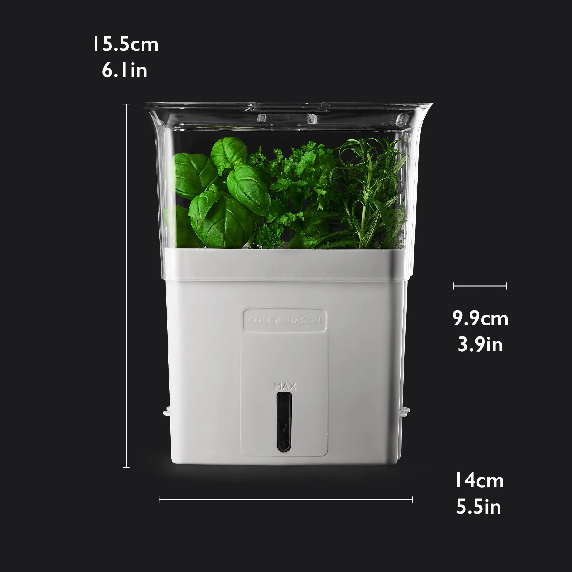 Cole & Mason Tealby Fresh Cut Pojemnik na Zioła, Biały/Przezroczysty, 380 ml
