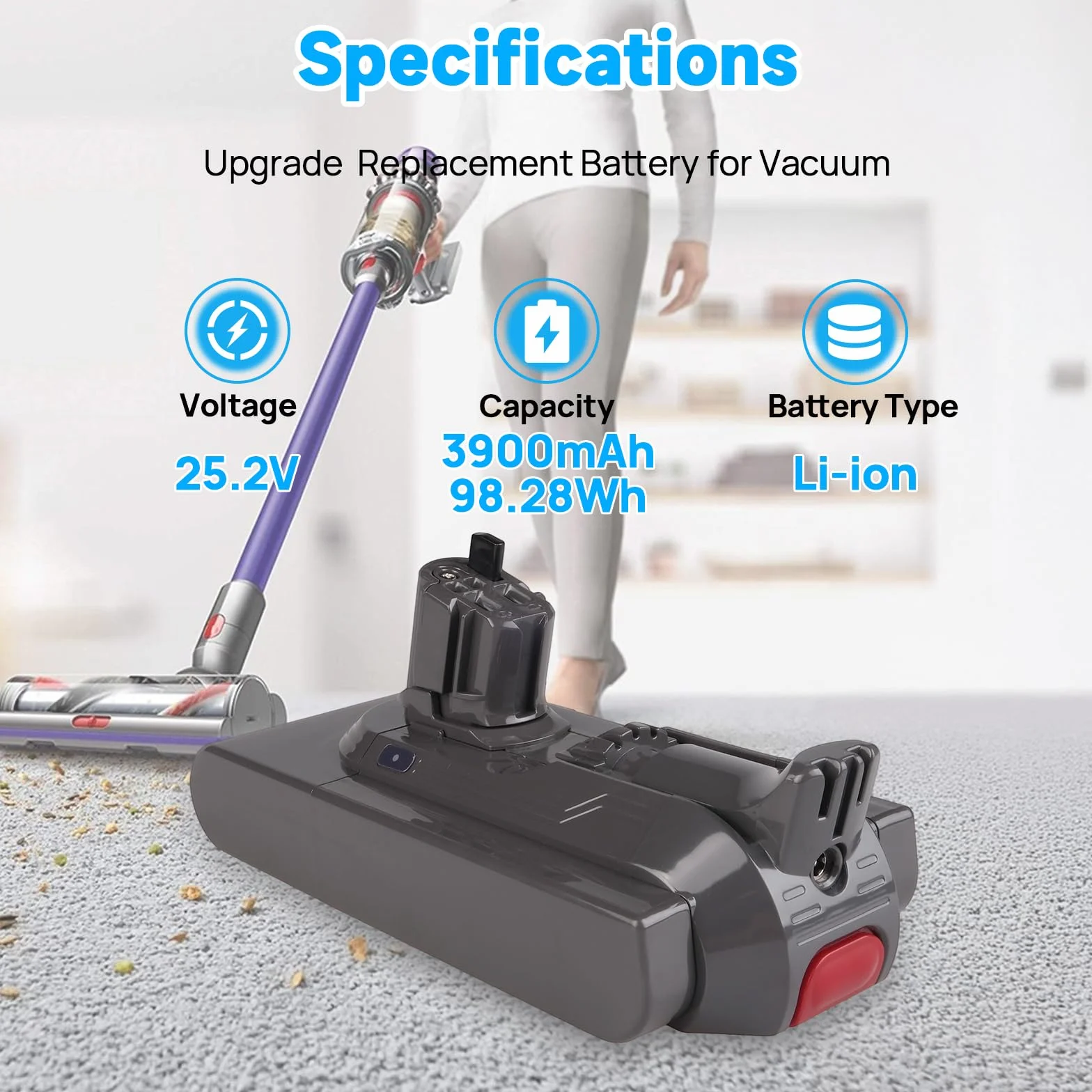 Akumulator Click-In 25,2 V 3900 mAh kompatybilny z Dyson V11 V15 SV15 SV16 SV18