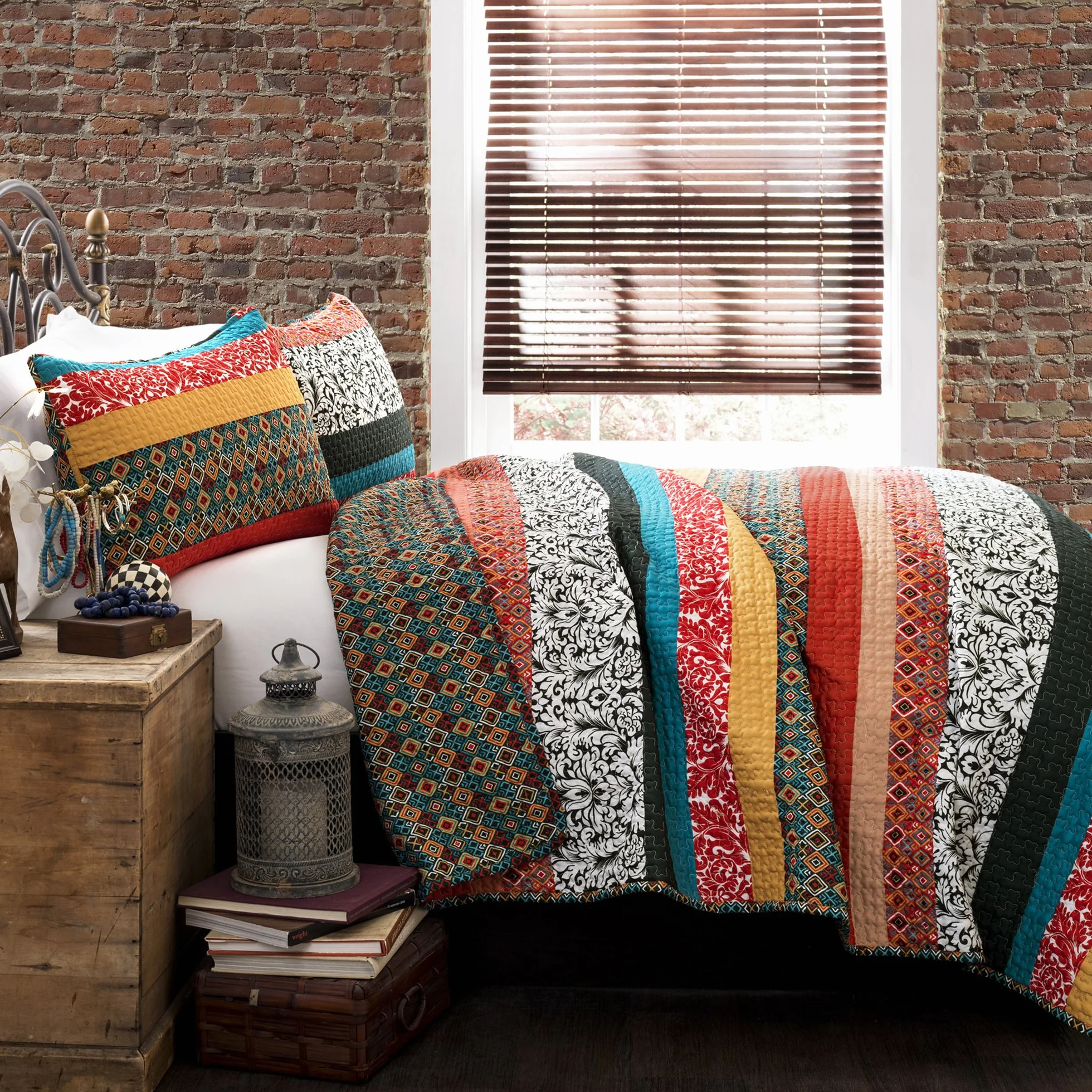 Lush Decor Zestaw pościeli boho bawełna turkus mandarynka 3-częściowy