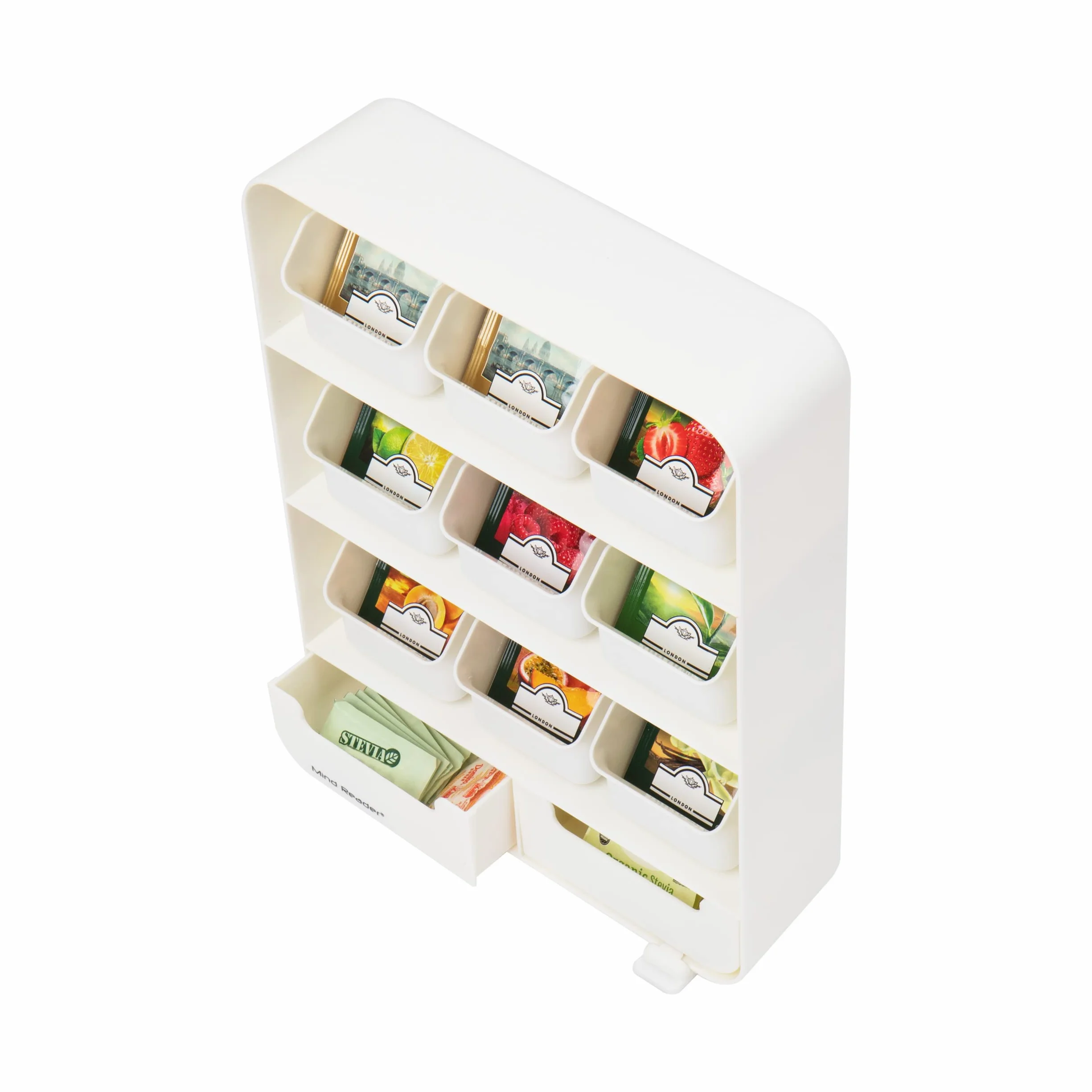 Mind Reader TBORG-WHT organizer do torebki herbaty 26 cm plastik biały
