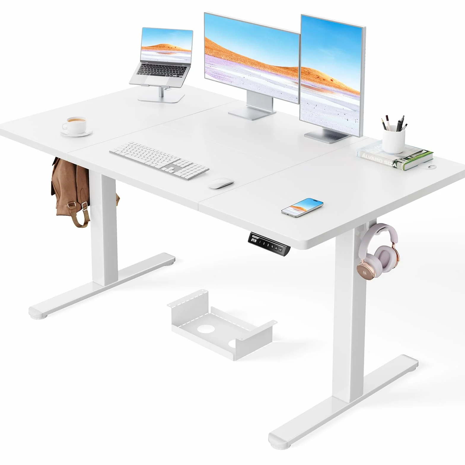 ErGear Elektryczne Biurko z Regulacją Wysokości 140 x 80 cm 100 kg Bezszczotkowy Silnik Cicha Praca Metalowa Rama