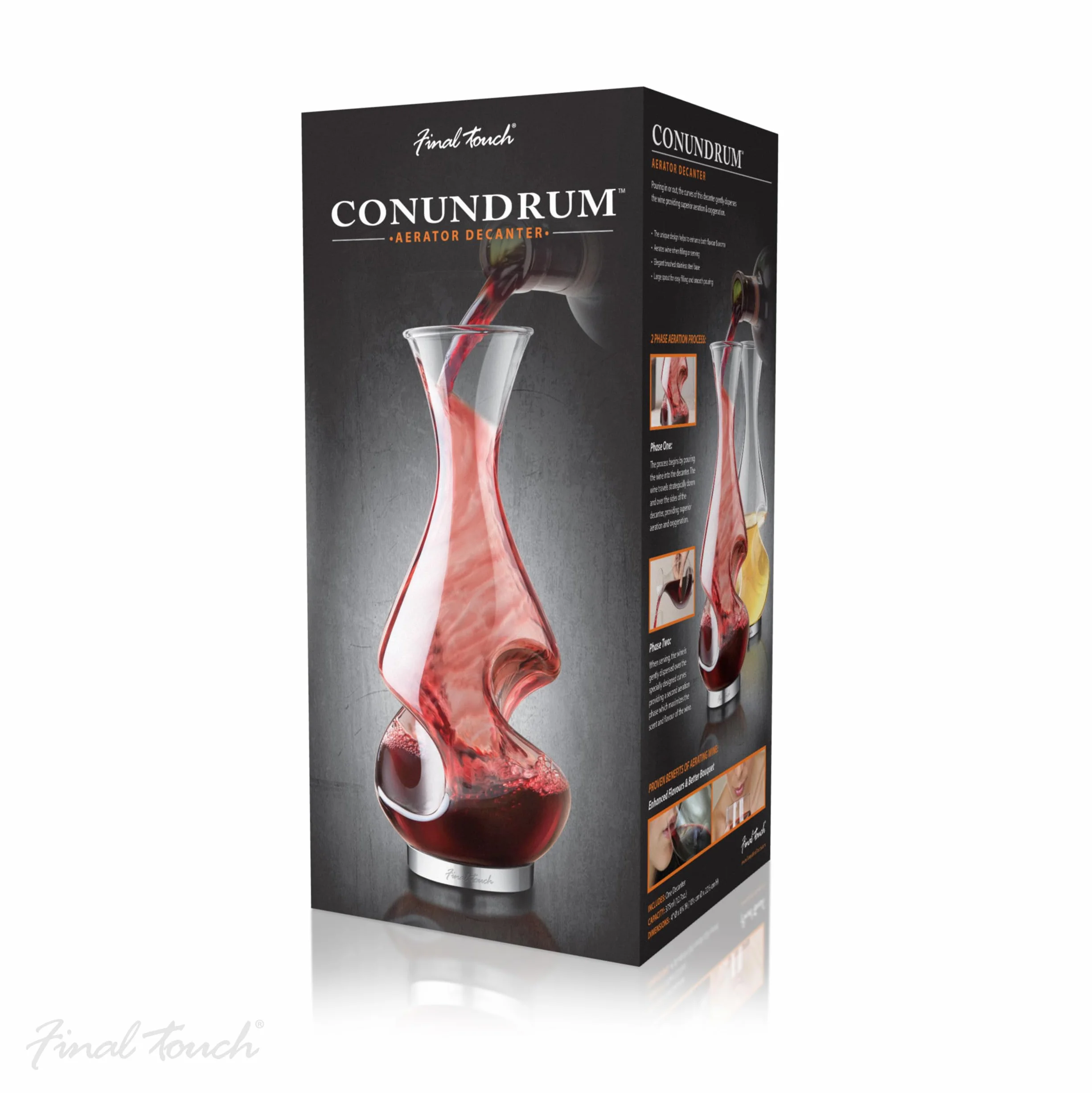 Final Touch Conundrum karafka do wina napowietrzacz prezent do picia, przezroczysty, 375 ml