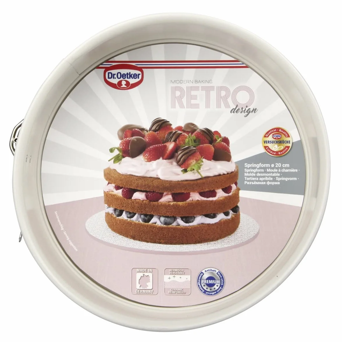 Dr. Oetker 4651 retro tort z formą sprężynową średnica 20 x 7 cm, różowy/kremowy, 20 x 20 x 7 cm stal nierdzewna