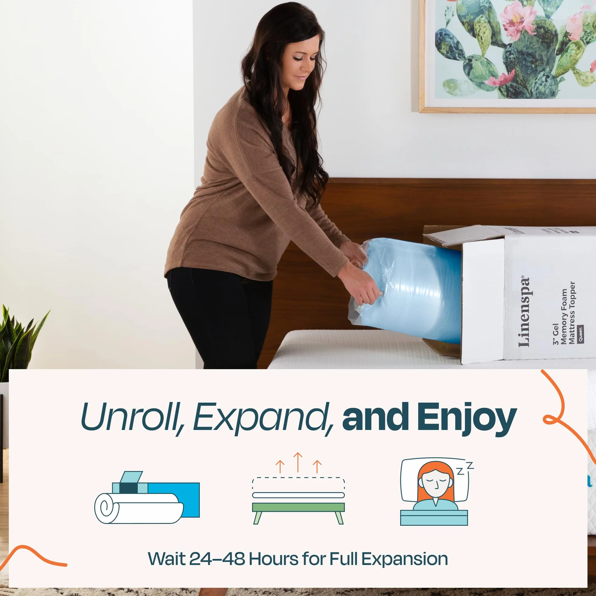 Linenspa Nakładka na materac z pianki memory, 5 cm, żelowa nakładka na materac Twin XL, certyfikat CertiPUR-US