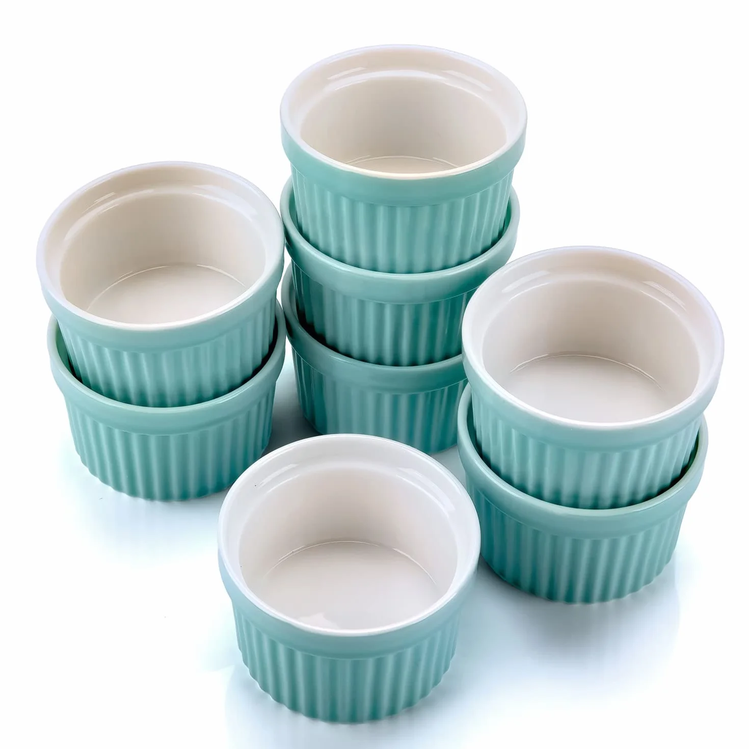 Miseczki deserowe Dimono 170 ml zestaw 8 szt. turkusowe do kremów Brulee Souflee